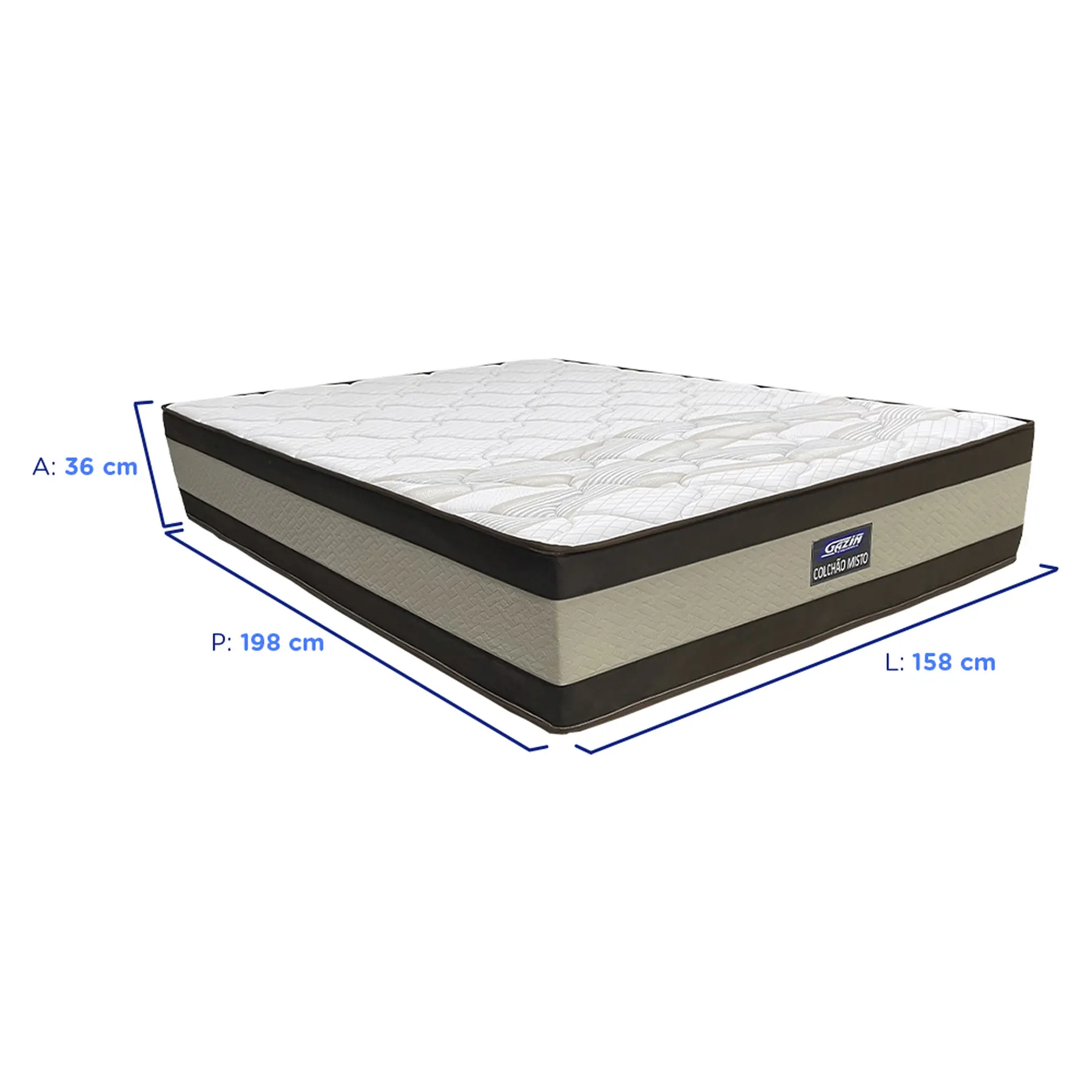 Colchão Queen Size Espuma D40 Gazin Misto Duo Extra 158x198 - Marrom