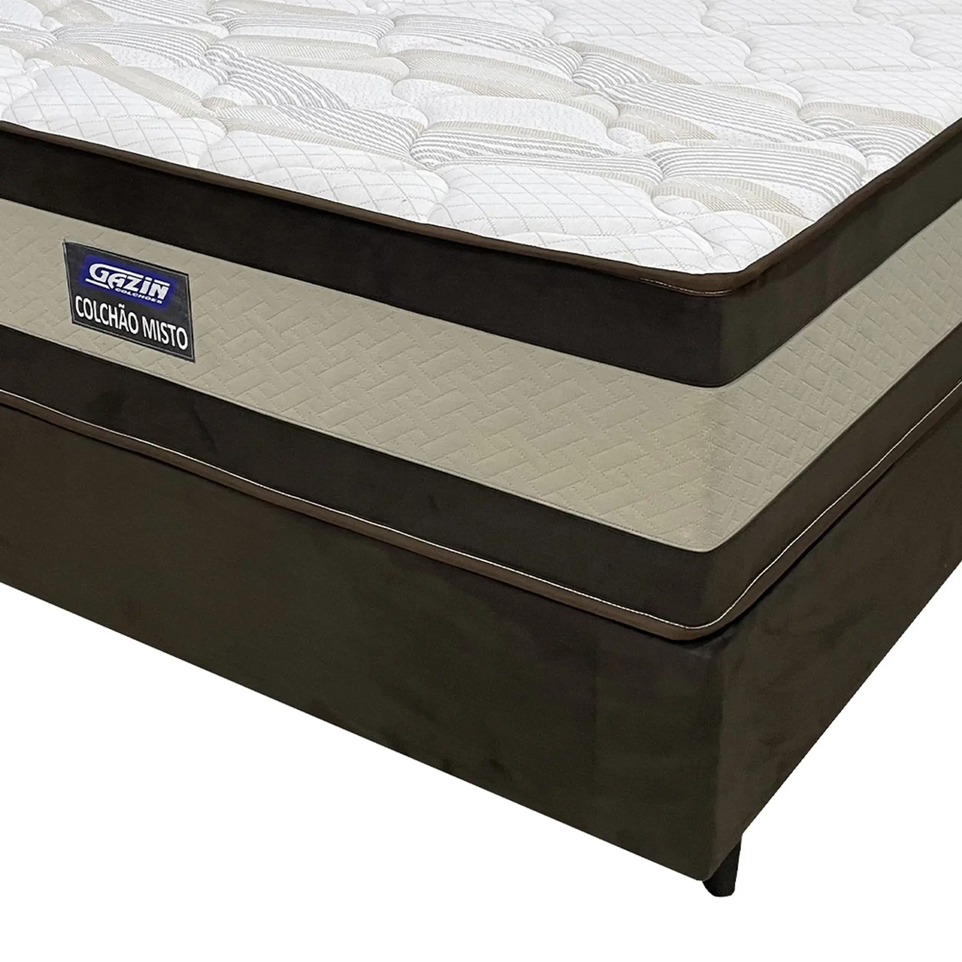 Colchão Queen Size Espuma D40 Gazin Misto Duo Extra 158x198 - Marrom