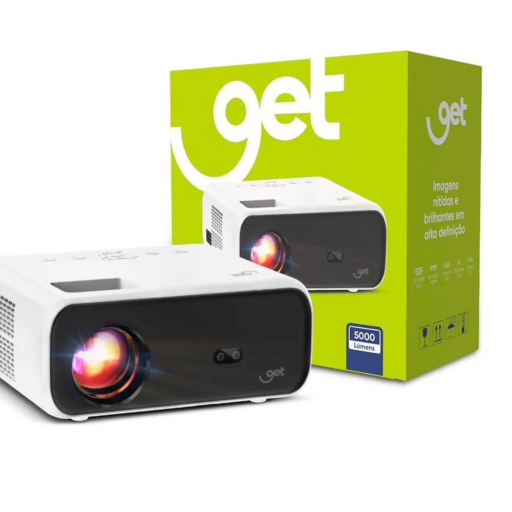 Projetor Get Vision 5 5000 Lúmens Full HD Branco 1 AV 1 HDMI 1 VGA 1 USB 69678