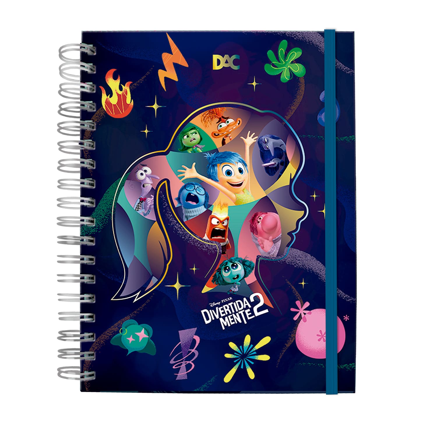 Caderno DAC Smart Colegial Divertida Mente 2 com 80 Folhas Reposicionáveis