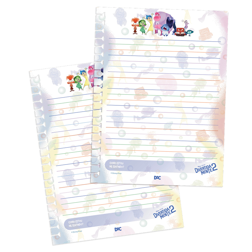 Caderno DAC Smart Colegial Divertida Mente 2 com 80 Folhas Reposicionáveis
