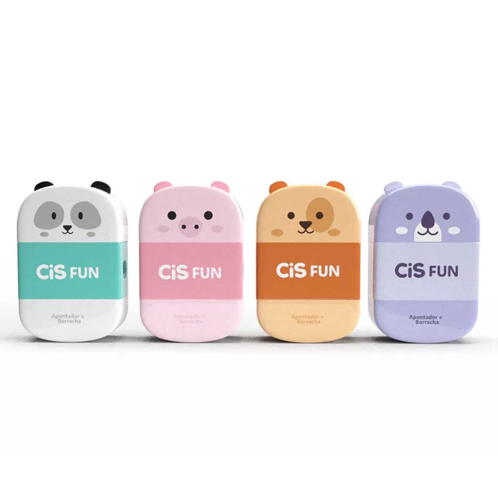 Apontador com Borracha CIS Kids Fun Criatic Unidade Cores Sortidos