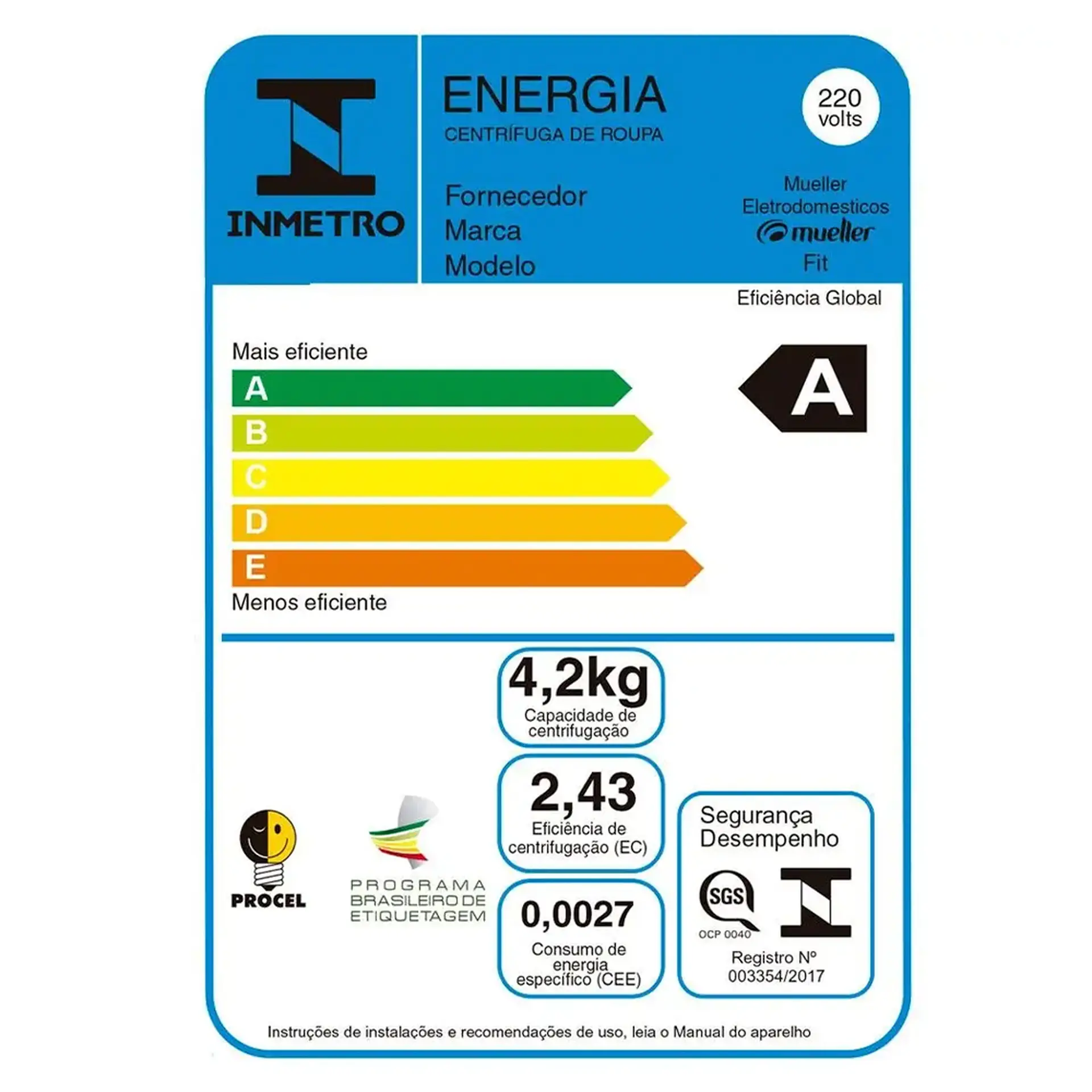Centrífuga de Roupas Mueller Fit 12,6kg de Roupa Molhada Tampa Dupla 600057 - Preto - 110 Volts