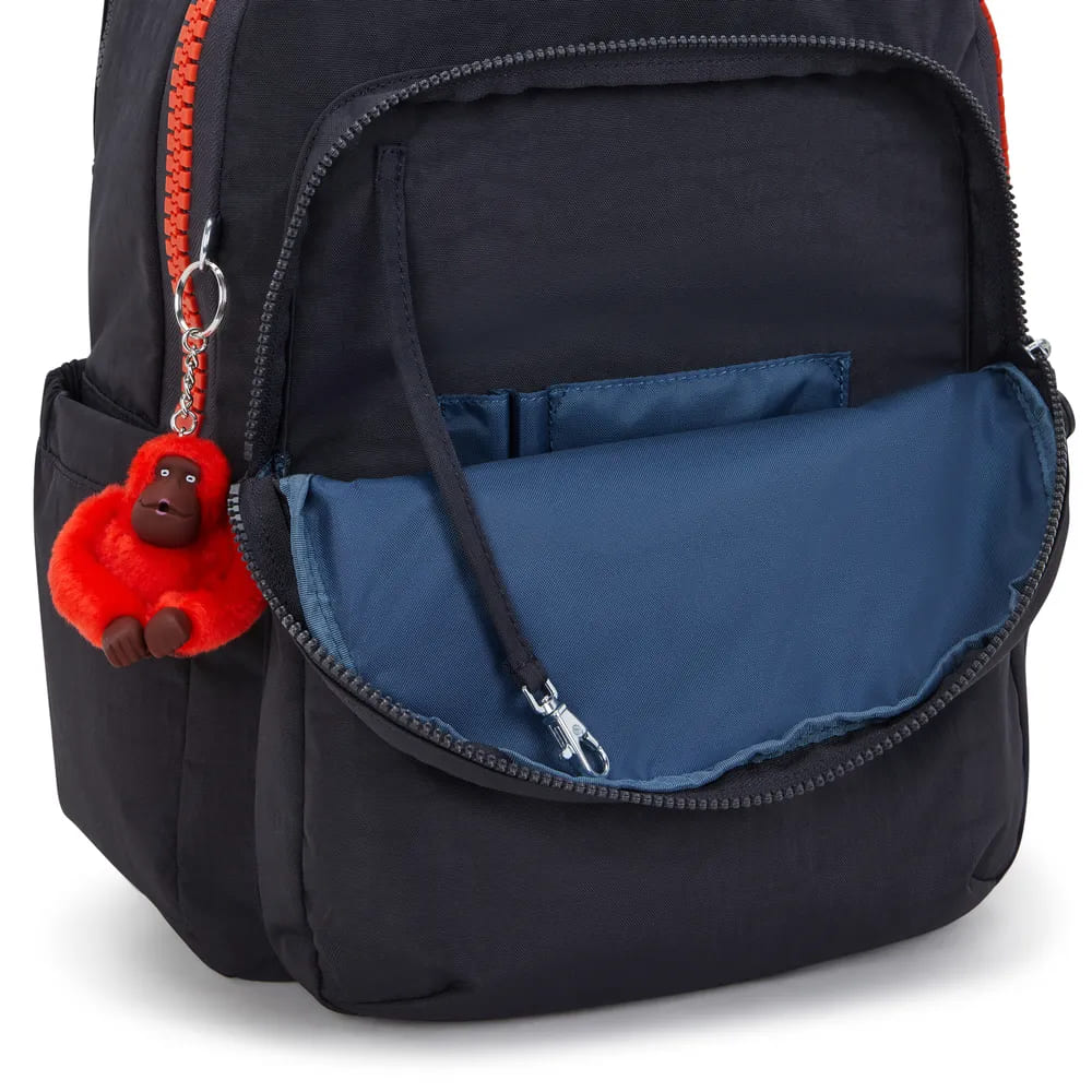 Mochila Kipling Seoul Iron Bold Zip Grande Azul