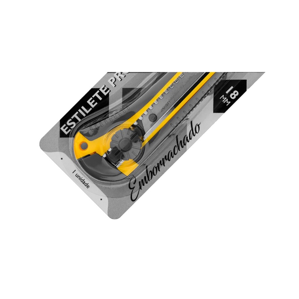Estilete Largo 18mm Profissional Grip Emborrachado BRW - Unitário - ES1804