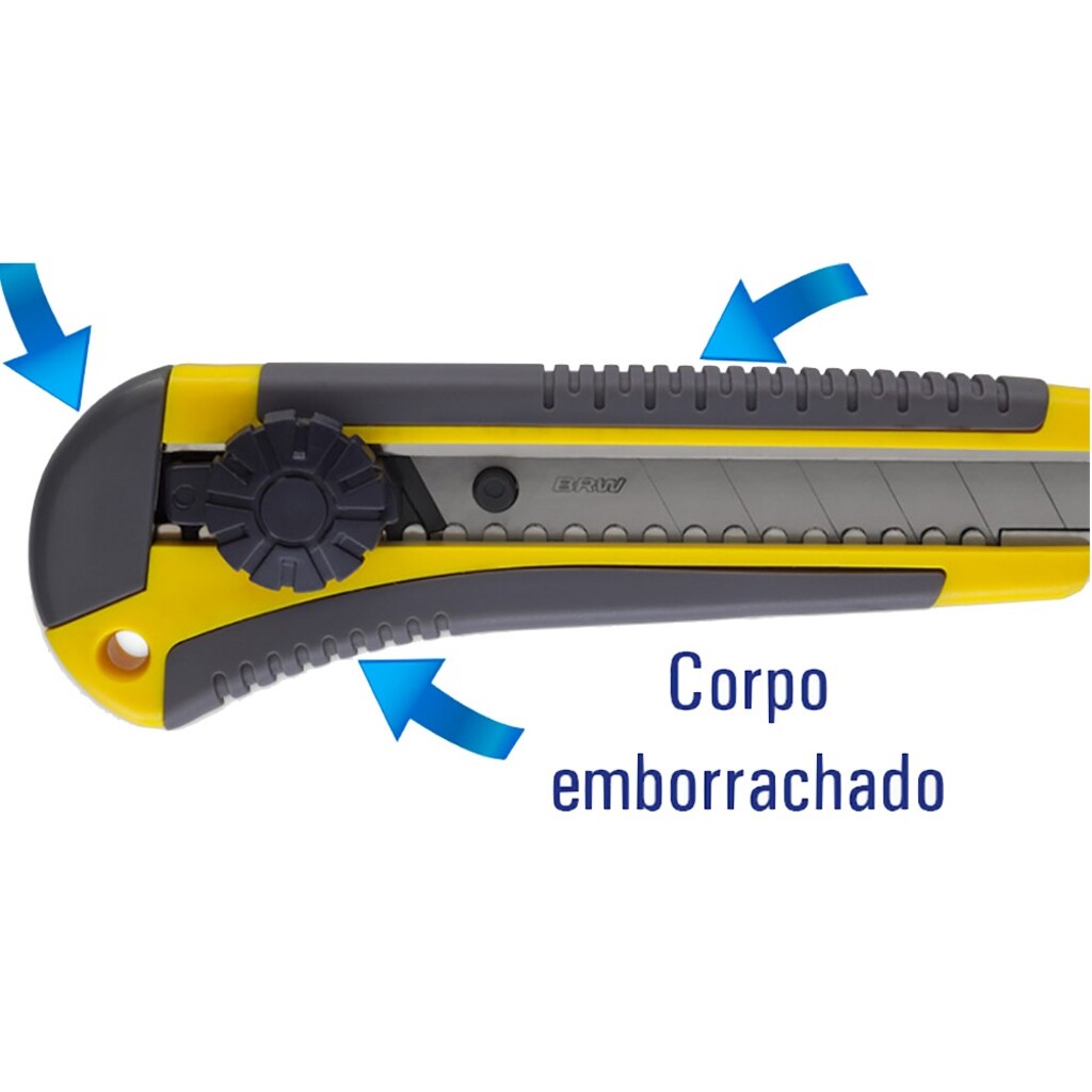 Estilete Largo 18mm Profissional Grip Emborrachado BRW - Unitário - ES1804