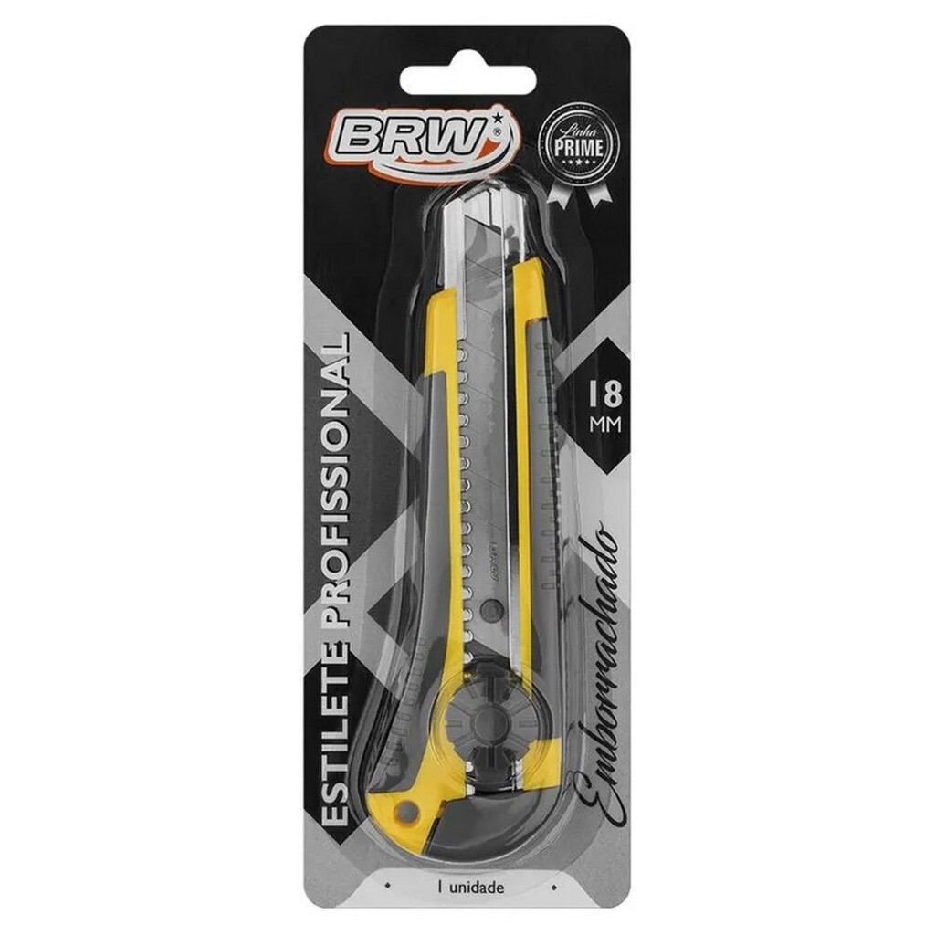 Estilete Largo 18mm Profissional Grip Emborrachado BRW - Unitário - ES1804