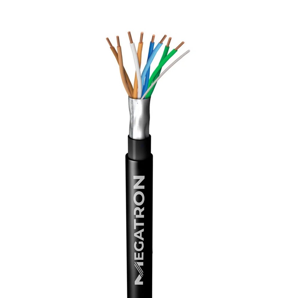 Cabo de Rede Dupla Capa Blindado 24AWG Megatron Cat.5E 4 Pares Preto 2541 Vendido por Metro 100% Cobre Homologado ANATEL