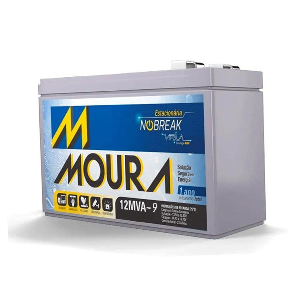 Bateria Selada para Alarmes e No-Breaks 9,0 Ah 12 Volts Moura - 12MVA-9