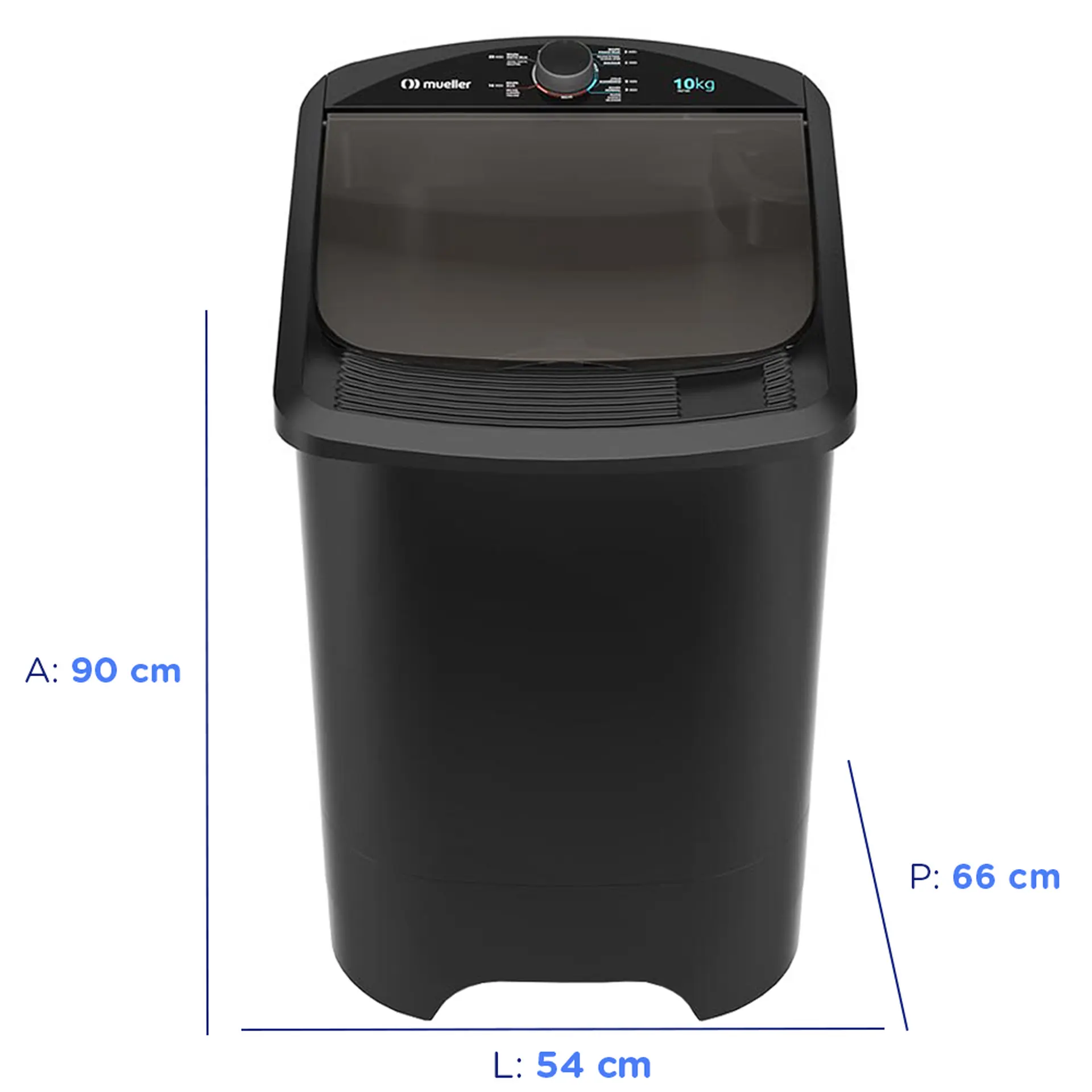 Tanquinho Mueller 10kg Lavagem por Turbilhonamento MLT10C - Preto - 110 Volts