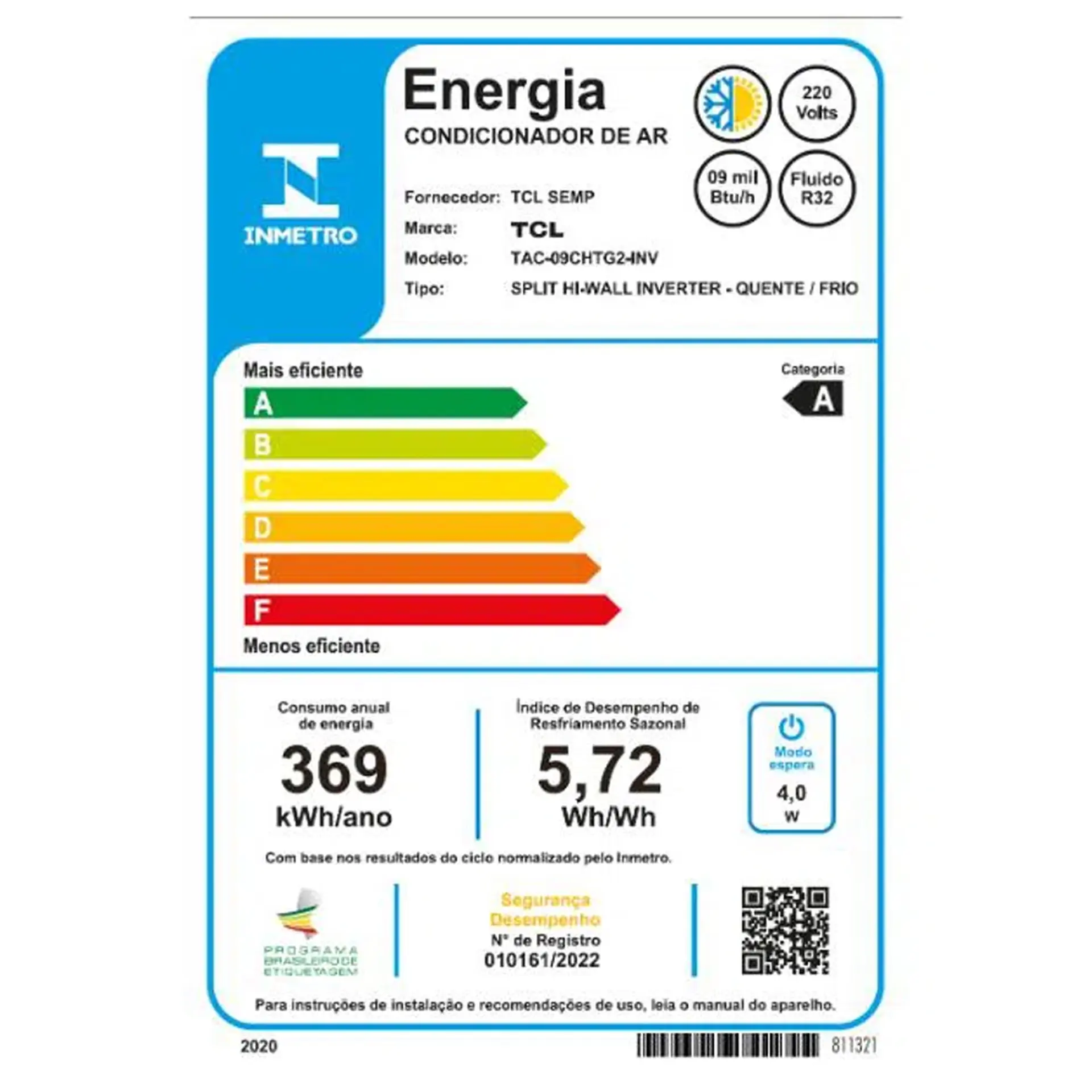 Ar-Condicionado Split Inverter 9.000 BTUs TAC-09CHTG2-INV TCL Quente e Frio - 220 Volts