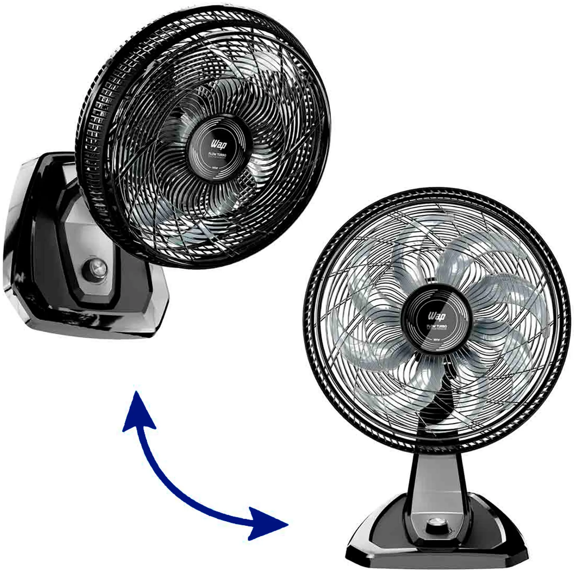 Ventilador 2 em 1 Mesa e Parede Wap Flow Turbo 50cm 8 Pás FW00921 - Preto/Cinza - 110 Volts
