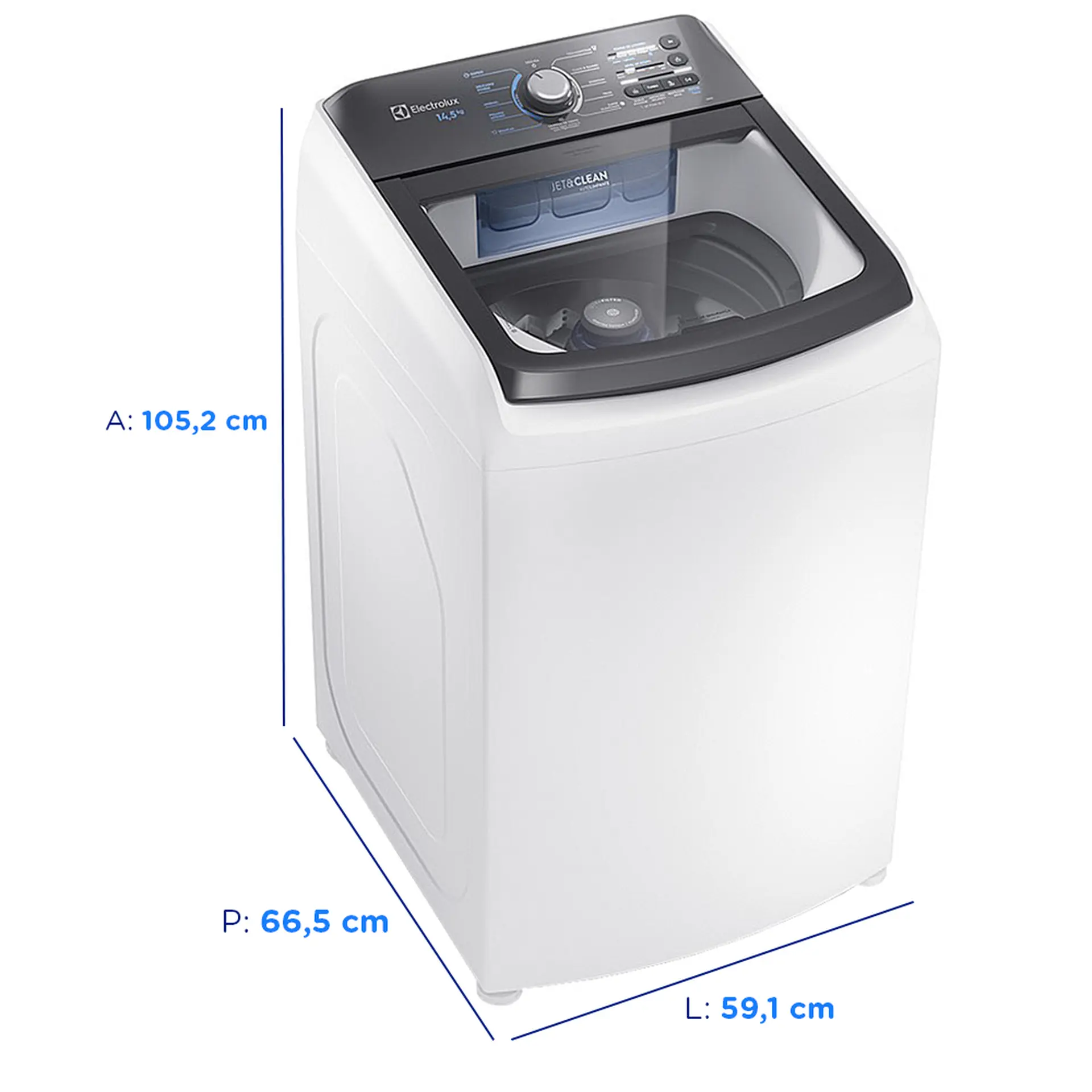 Máquina de Lavar Electrolux 14,5kg Efficient Jet&Clean LEE15 - Branco - 110 Volts