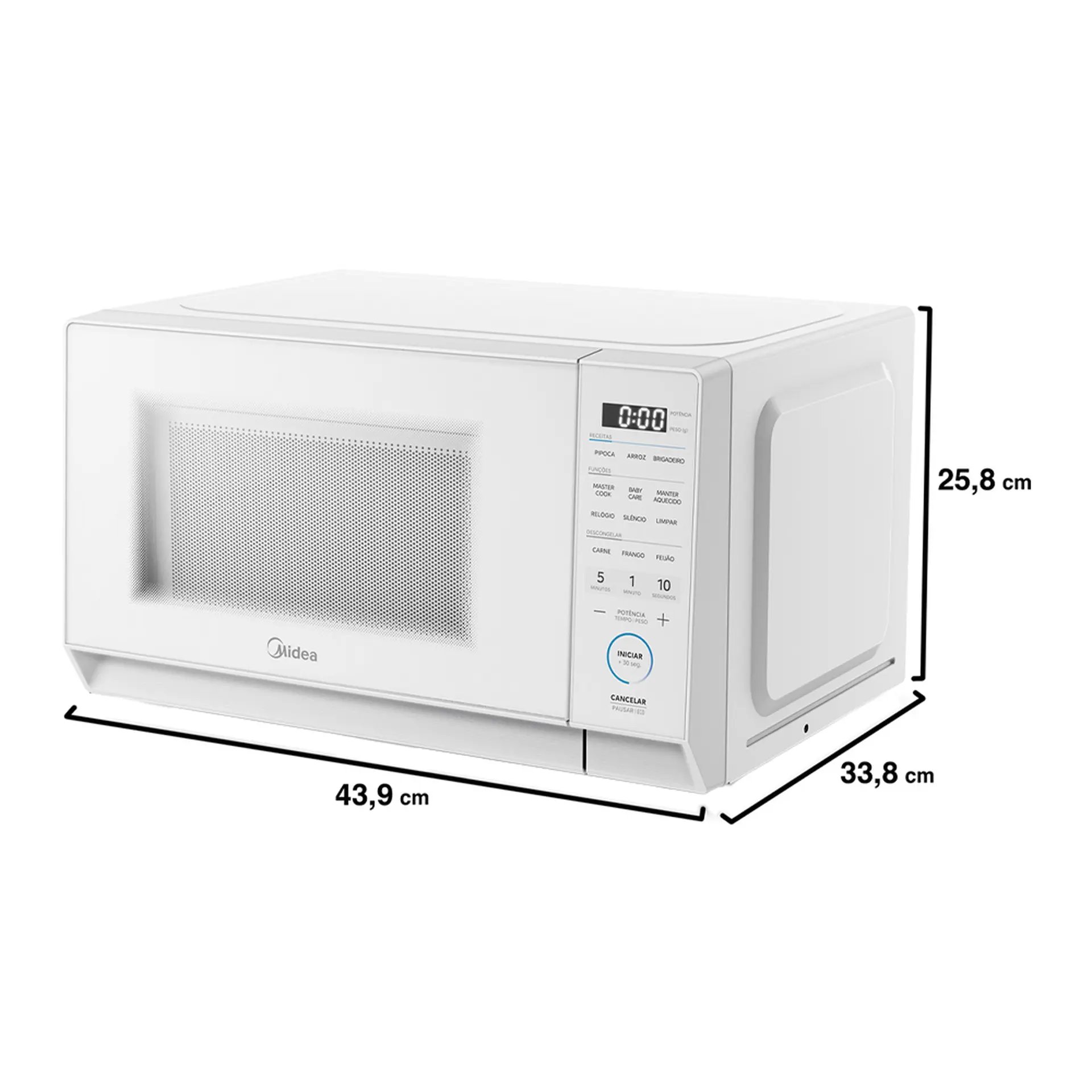 Micro-ondas de Bancada Midea 20L 1050W MasterCook MHP20B - Branco - 110 Volts