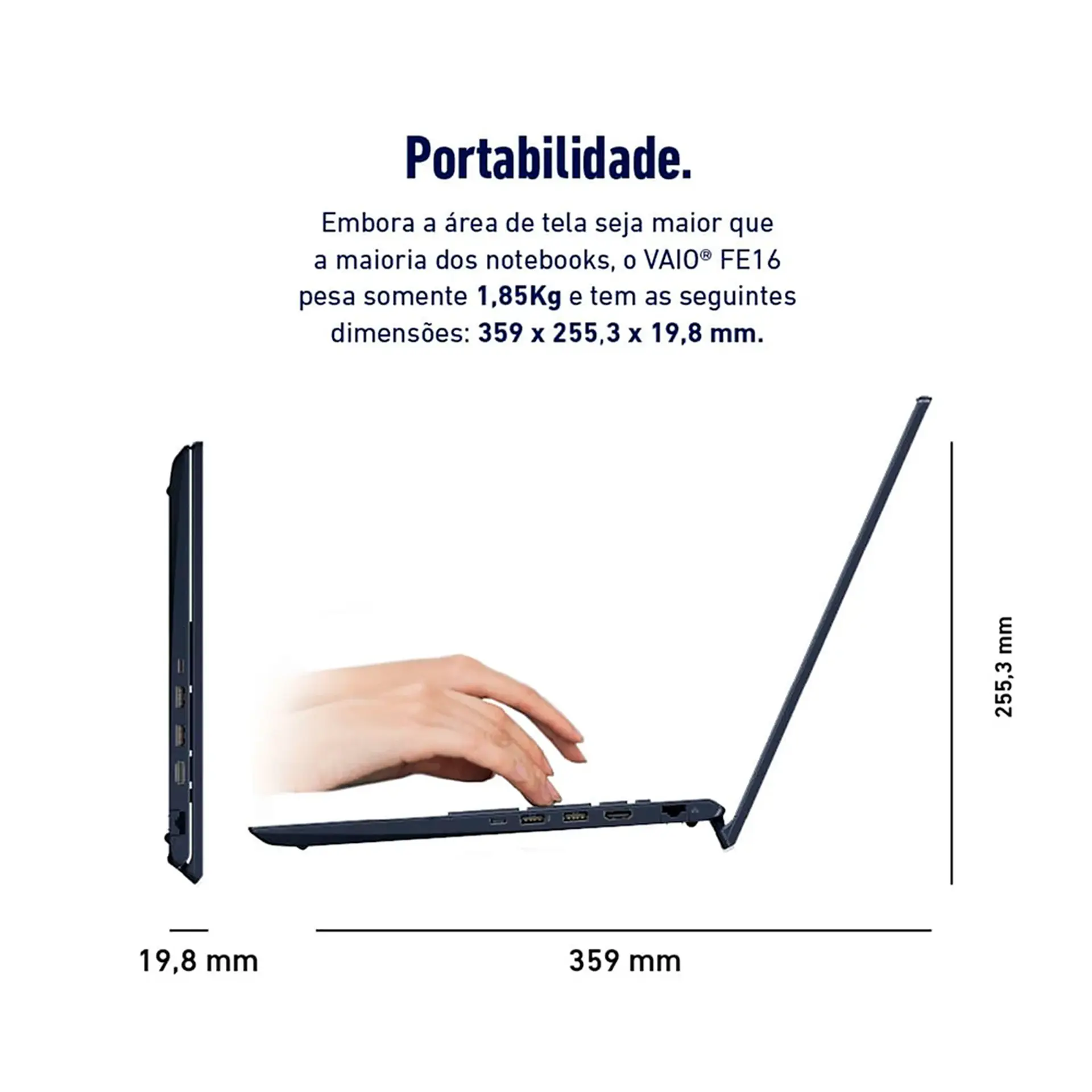 Notebook Vaio FE16 Ryzen 5-5625U Linux 16GB 512GB SSD 16" - Cinza - Bivolt