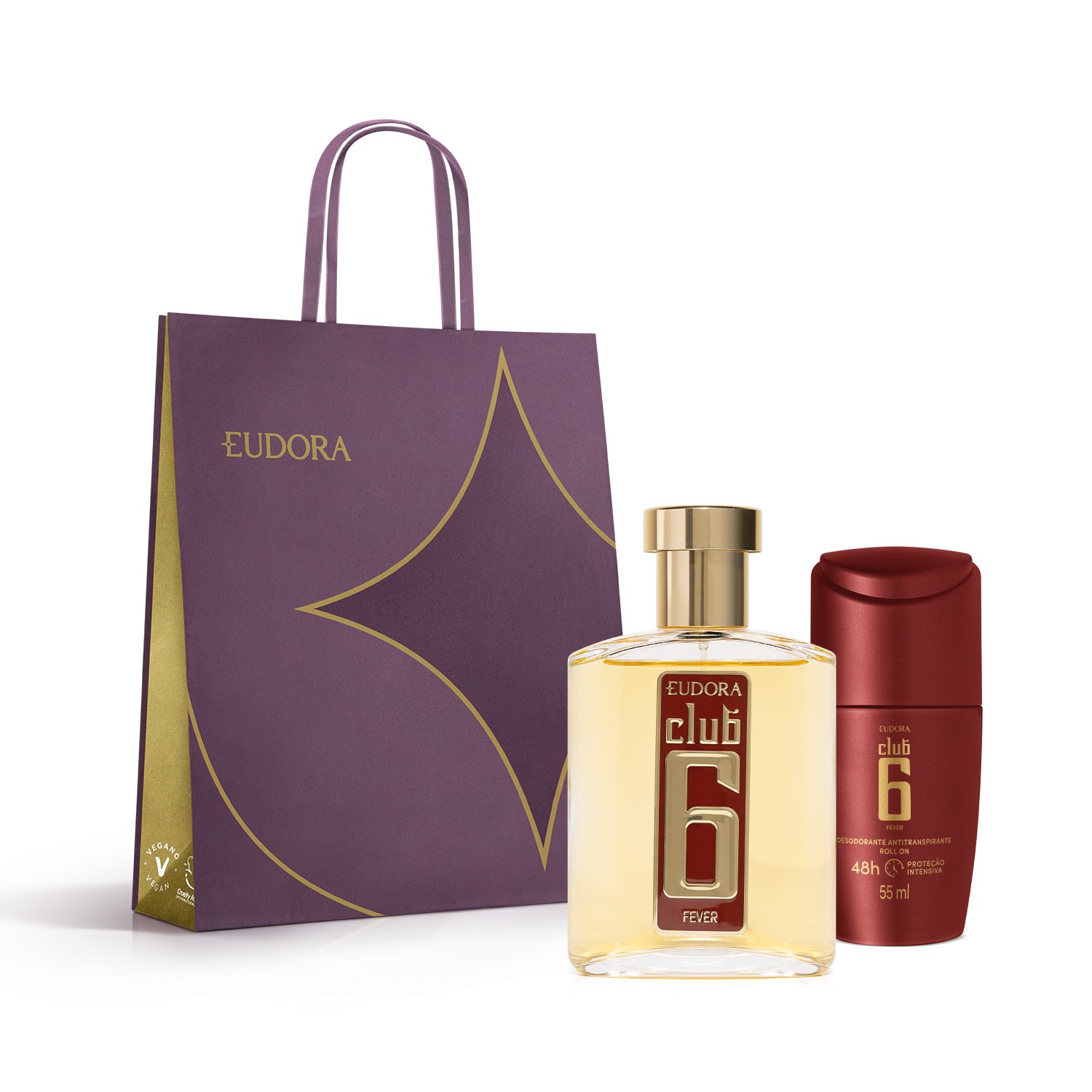Combo Club 6 Fever: Desodorante Colônia 95ml + Desodorante Antitranspirante Roll On 55ml + Sacola M