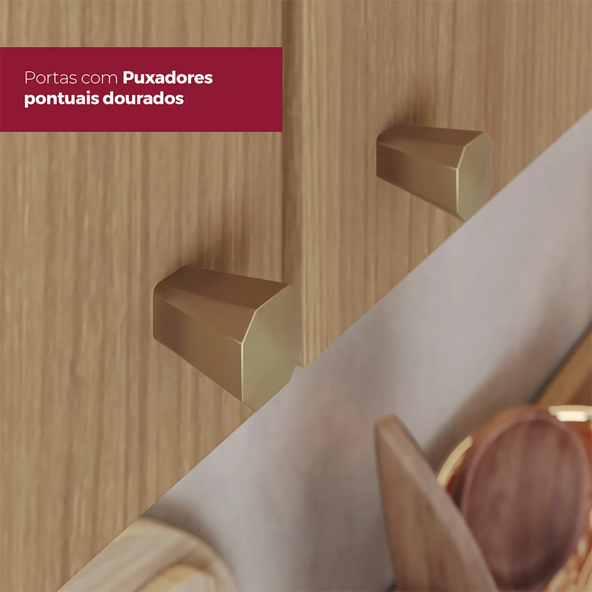 Cristaleira 2 Portas com Vidro 6 Prateleiras Puxadores em Alumínio Requinte Henn - Nature