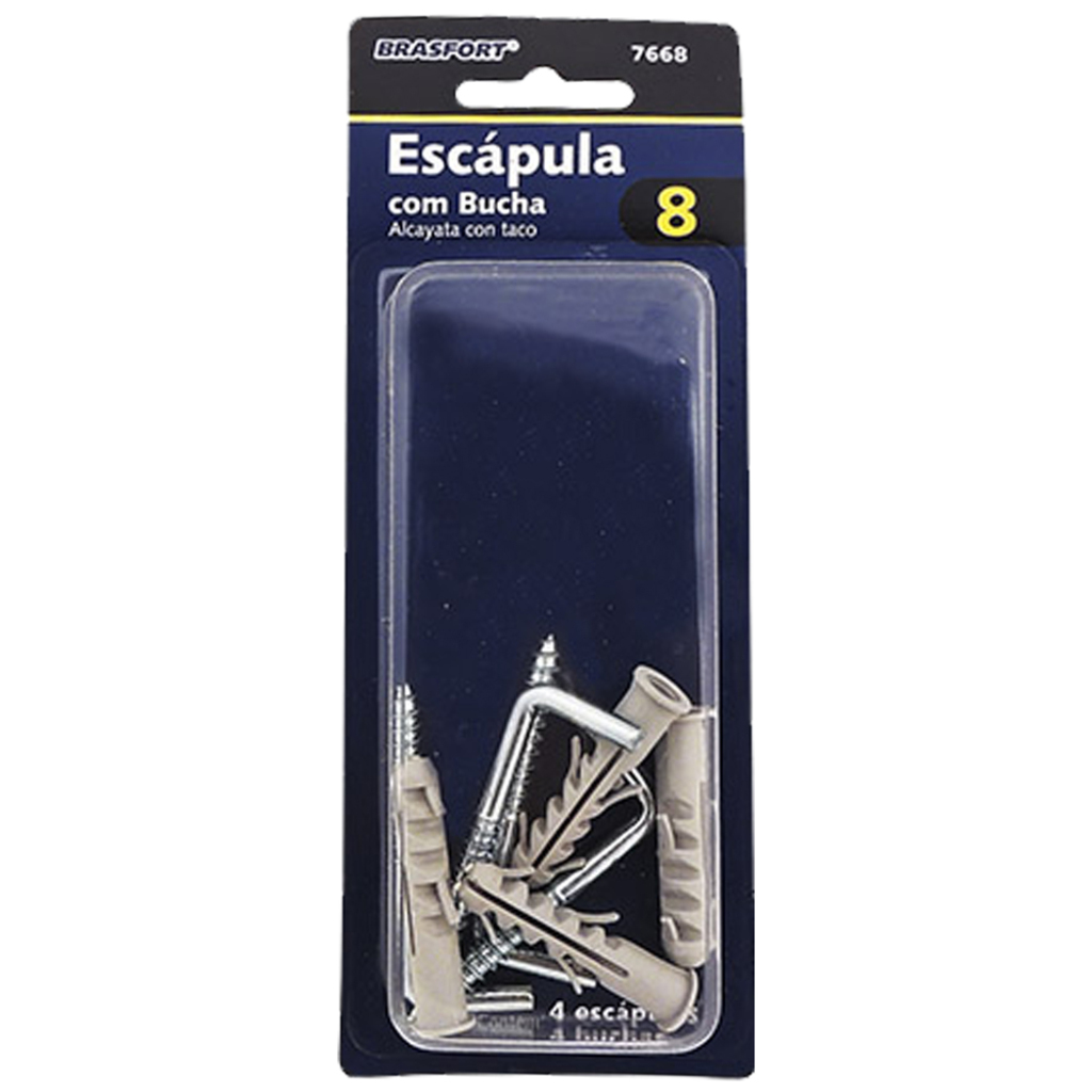 Escápula 08mm com Bucha Brasfort Blister com 4 Escapulas e 4 Buchas - 7668