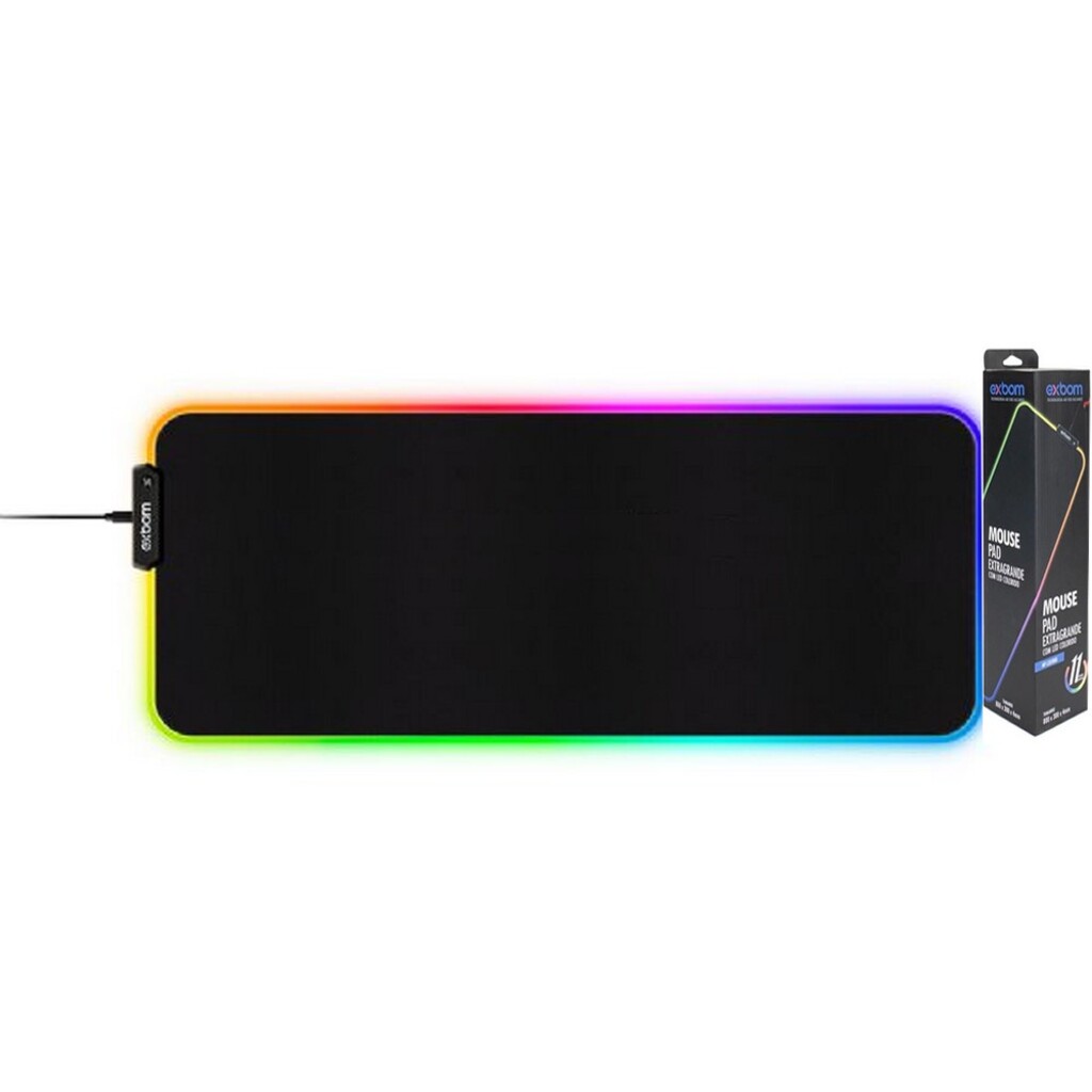 Mouse Pad Gamer Antiderrapante Tech Rgb Speed 800x300x0,4mm MP-LED3080 Exbom - 3308 - Vendido Unitário