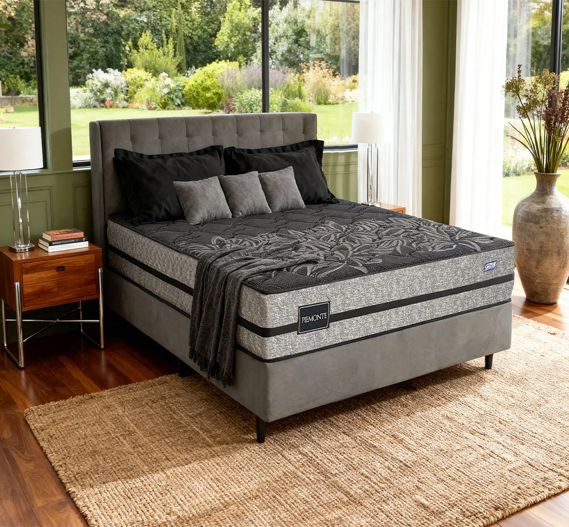 Colchão Cama Box Gazin Molas BlueWave Queen Size Piemonte 158x198 - Cinza