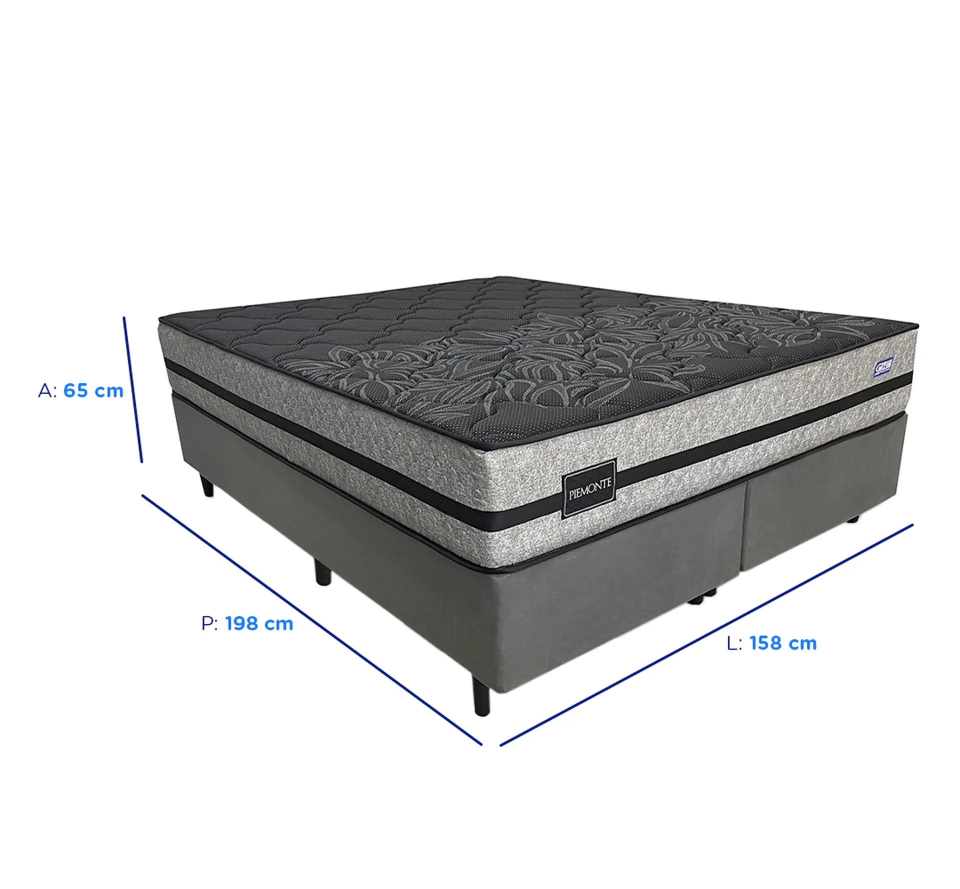 Colchão Cama Box Gazin Molas BlueWave Queen Size Piemonte 158x198 - Cinza