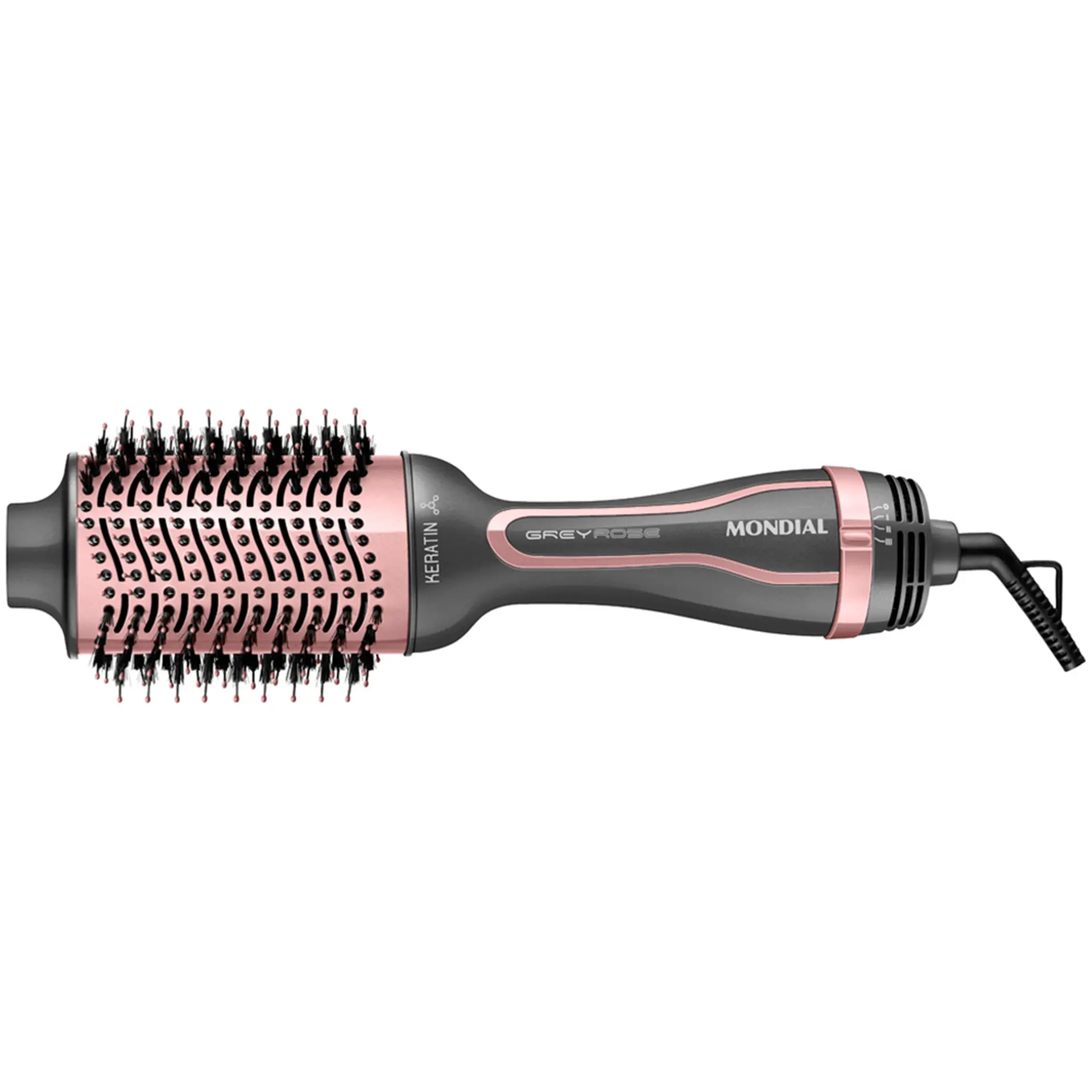Escova Secadora Mondial Keratin 3 Temperaturas 1200W ES-11-BI - Grafite/Golden Rose - Bivolt