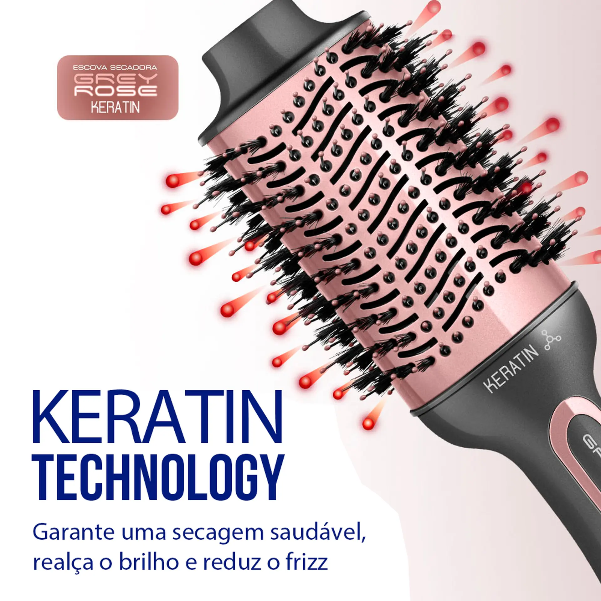 Escova Secadora Mondial Keratin 3 Temperaturas 1200W ES-11-BI - Grafite/Golden Rose - Bivolt
