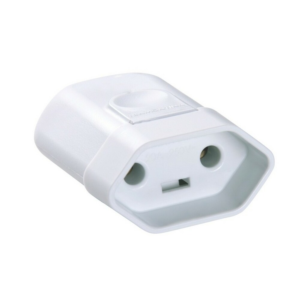 Plug Fêmea Tramontina 2 Pinos Redondo 10A Branco - 57402/252 - Unitário