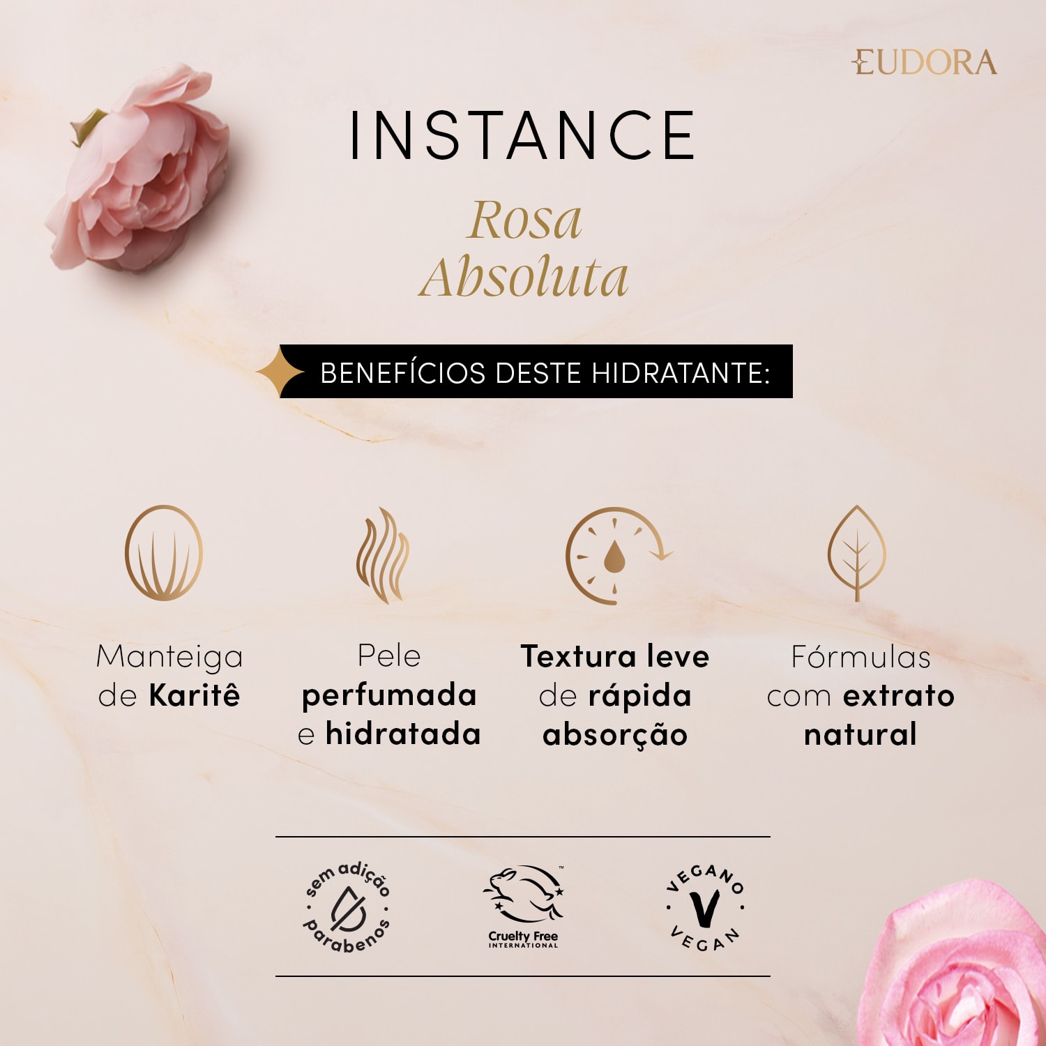 Creme Hidratante Desodorante Corporal Instance Rosa Absoluta 400ml