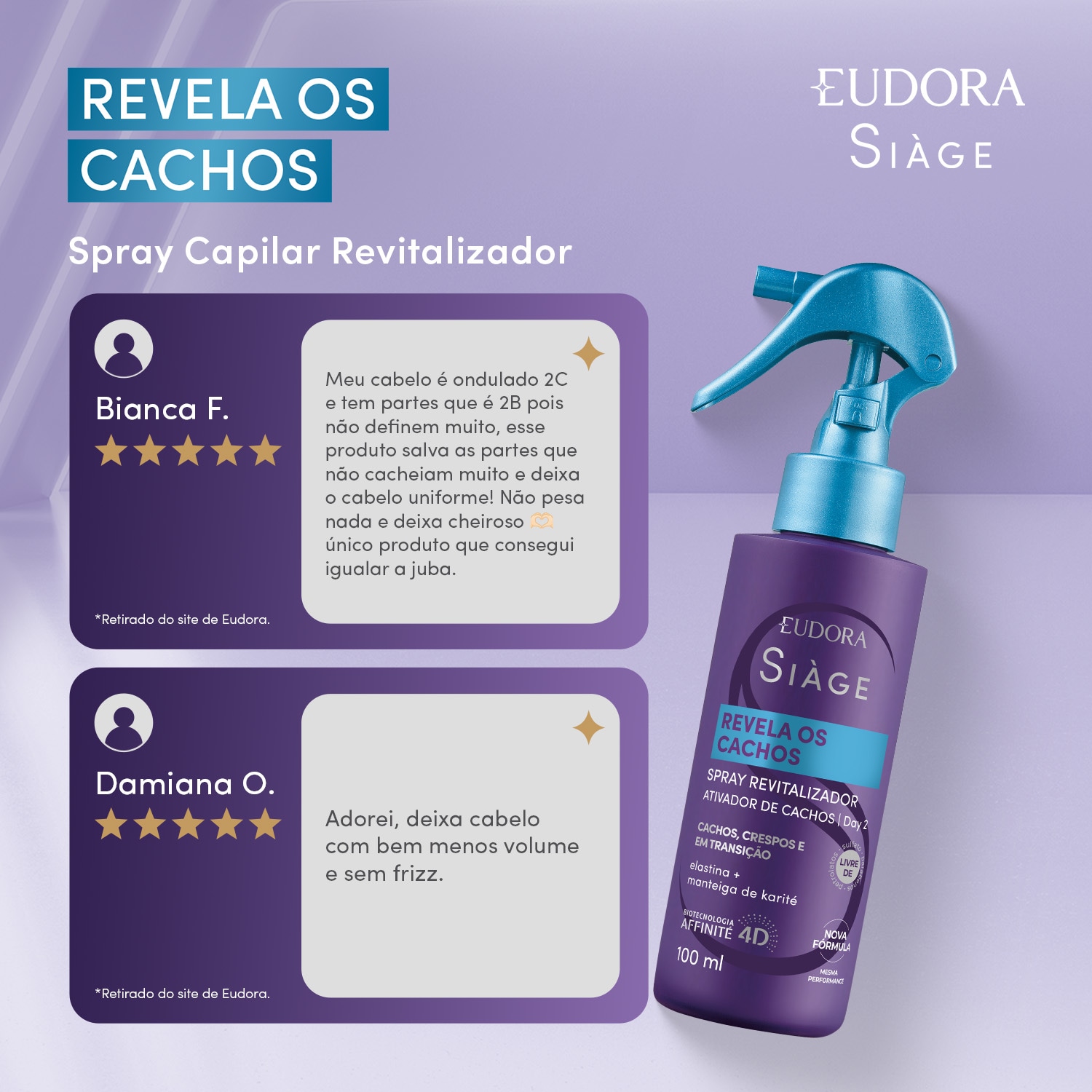 Spray Capilar Revitalizador Siàge Revela Os Cachos 100ml