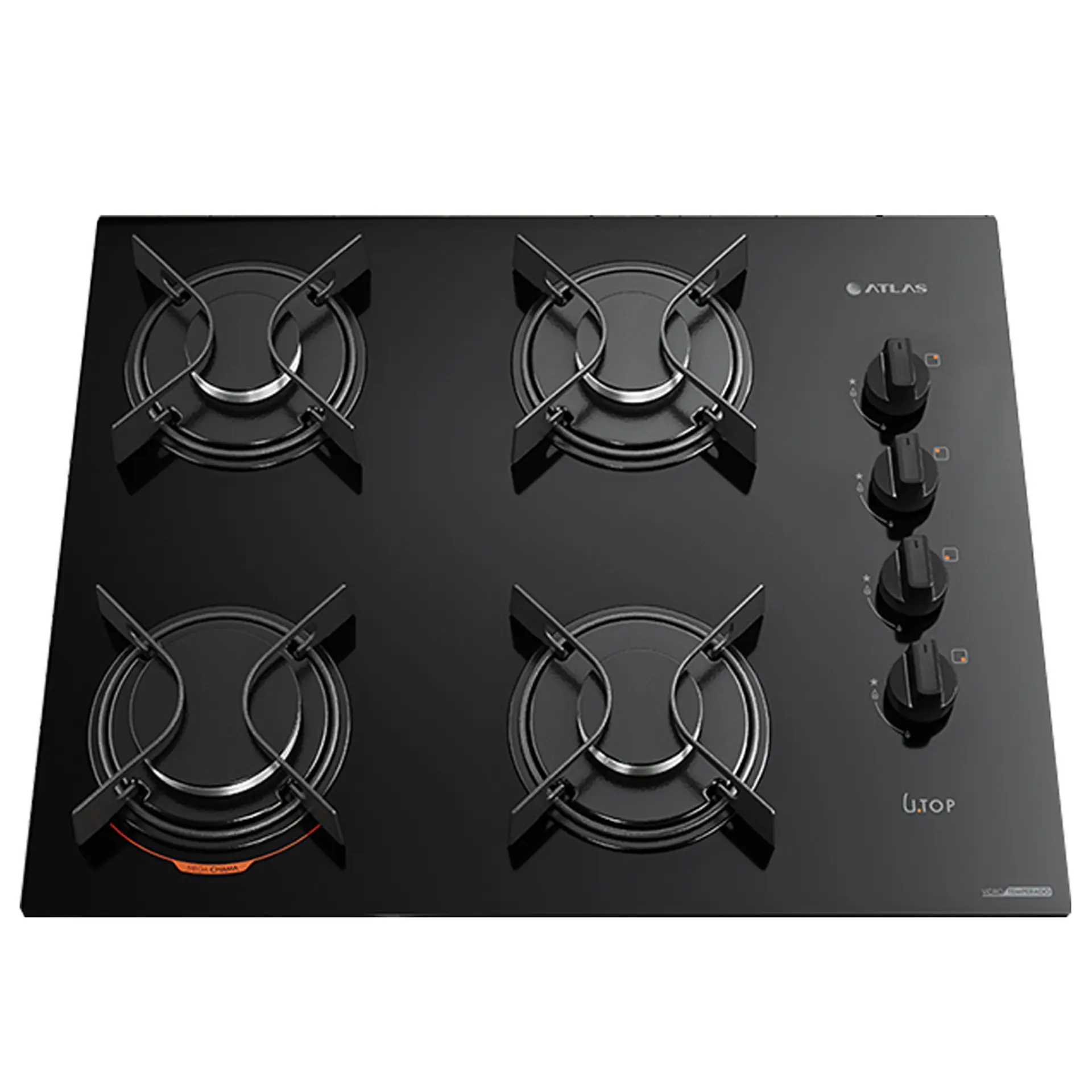 Cooktop a Gás Atlas Utop 4 Bocas Superautomático Mesa em Vidro Temperado - Preto - Bivolt