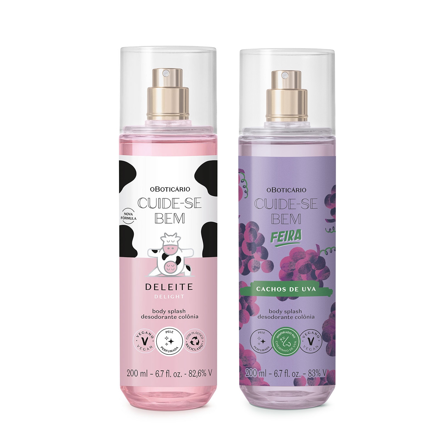 Combo Body Splash Cuide-se Bem: Deleite 200ml + Cachos de Uva 200ml