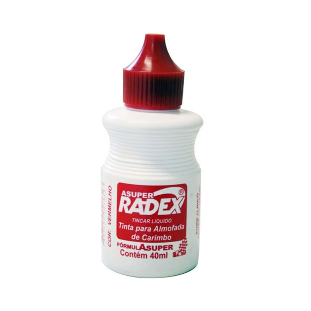 Tinta para Carimbo 40ml Caixa com 12 Unidades Vermelho - Radex - 189