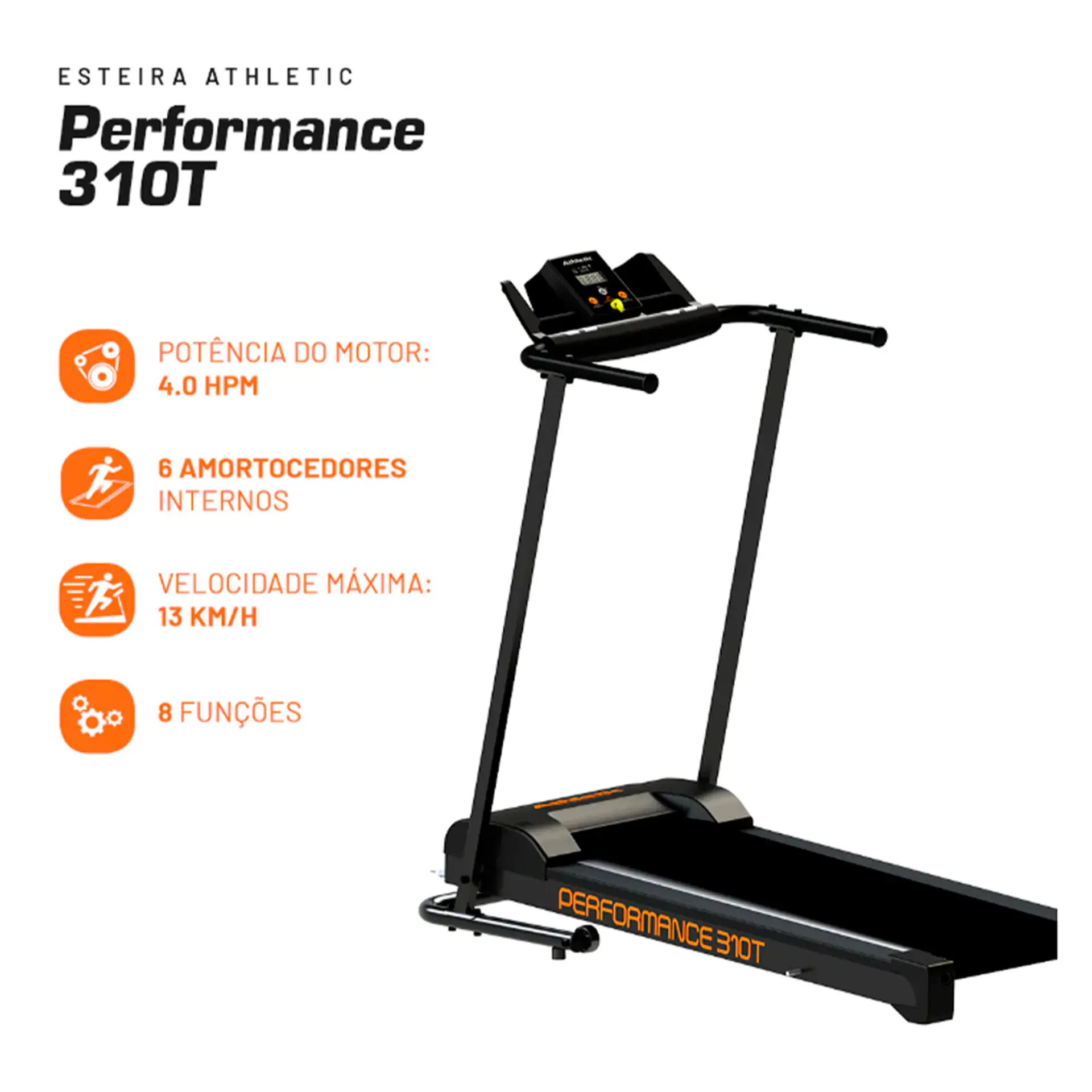 Esteira Ergométrica Athletic Performance 120Kg Motor 4.0Hp - Chumbo - Bivolt