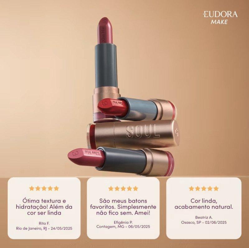 Batom Soul Kiss Me Hidratante Nude Veludo 3,7g
