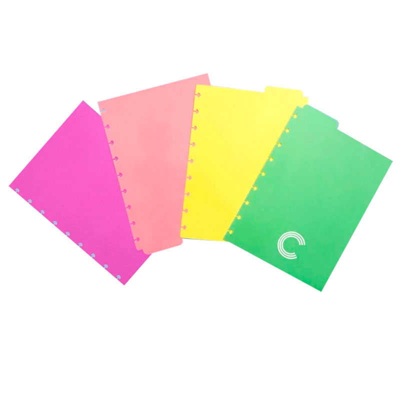 Divisória Caderno Inteligente Médio com Aba 4 Divisórias Pastel