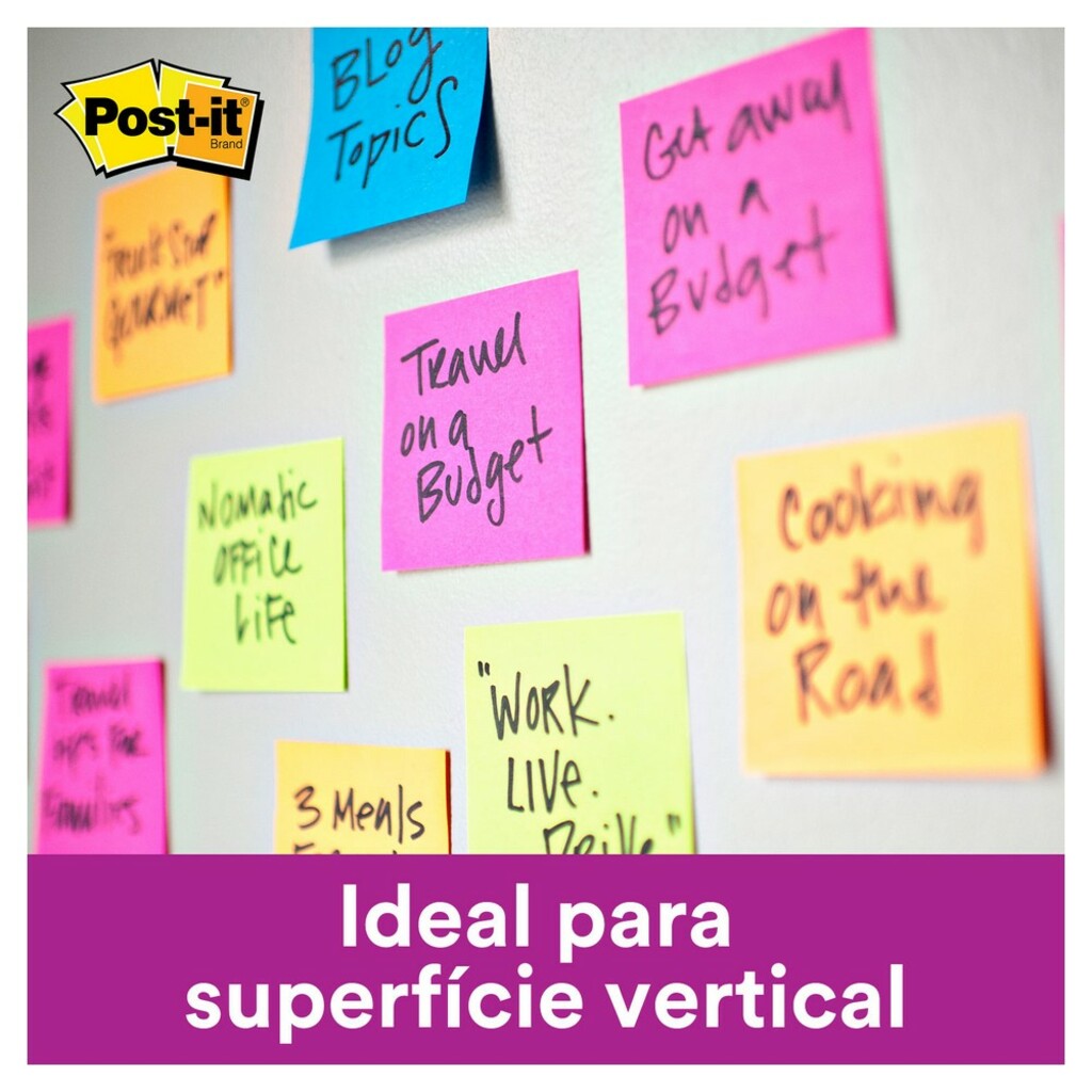 Bloco de Notas Adesivo 76x76mm com 1 Bloco de 45 Folhas Rosa - Post-it - 3M - HB004399380