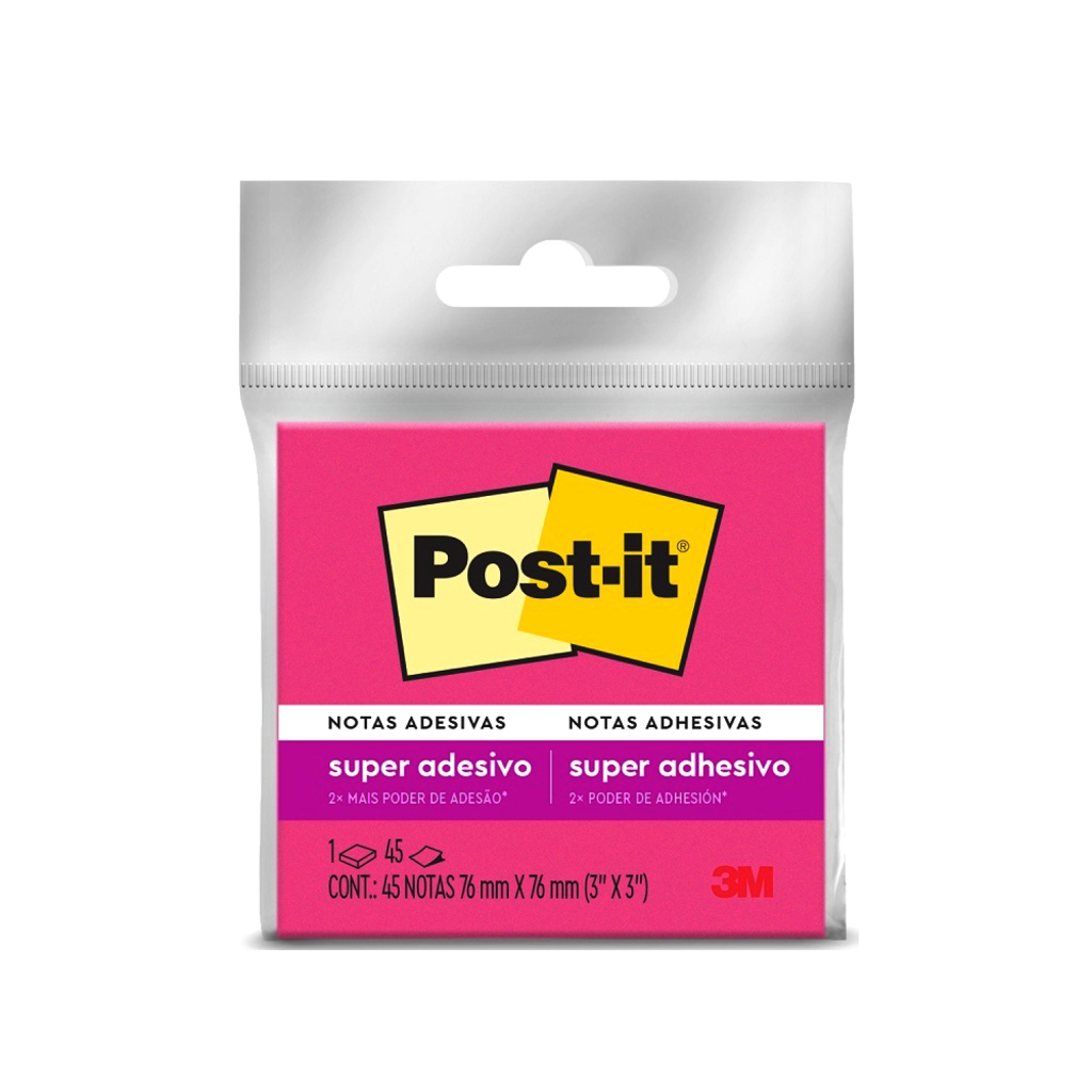 Bloco de Notas Adesivo 76x76mm com 1 Bloco de 45 Folhas Rosa - Post-it - 3M - HB004399380