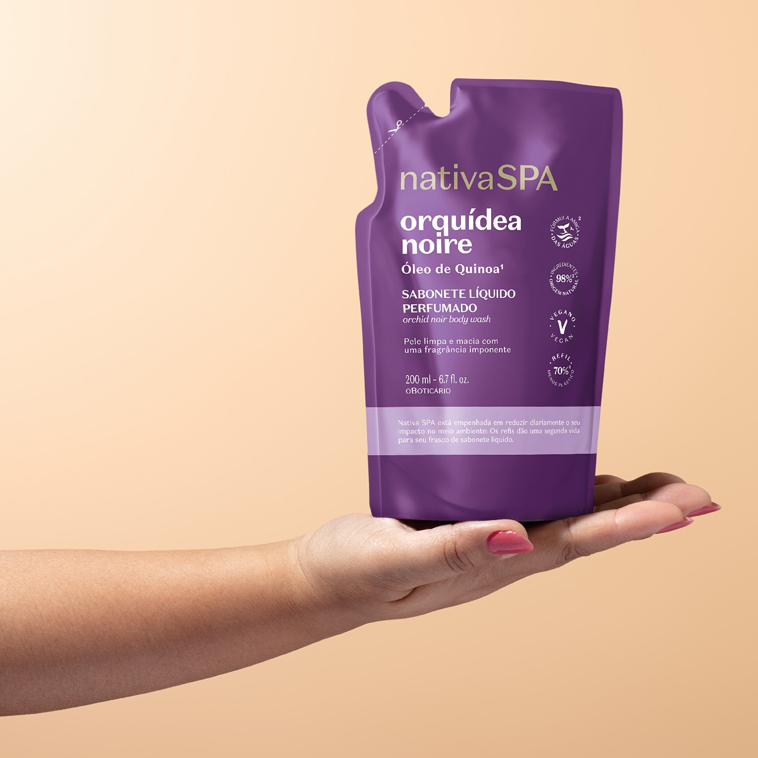 Refil Sabonete Líquido Perfumado Nativa Spa Orquídea Noire 200ml