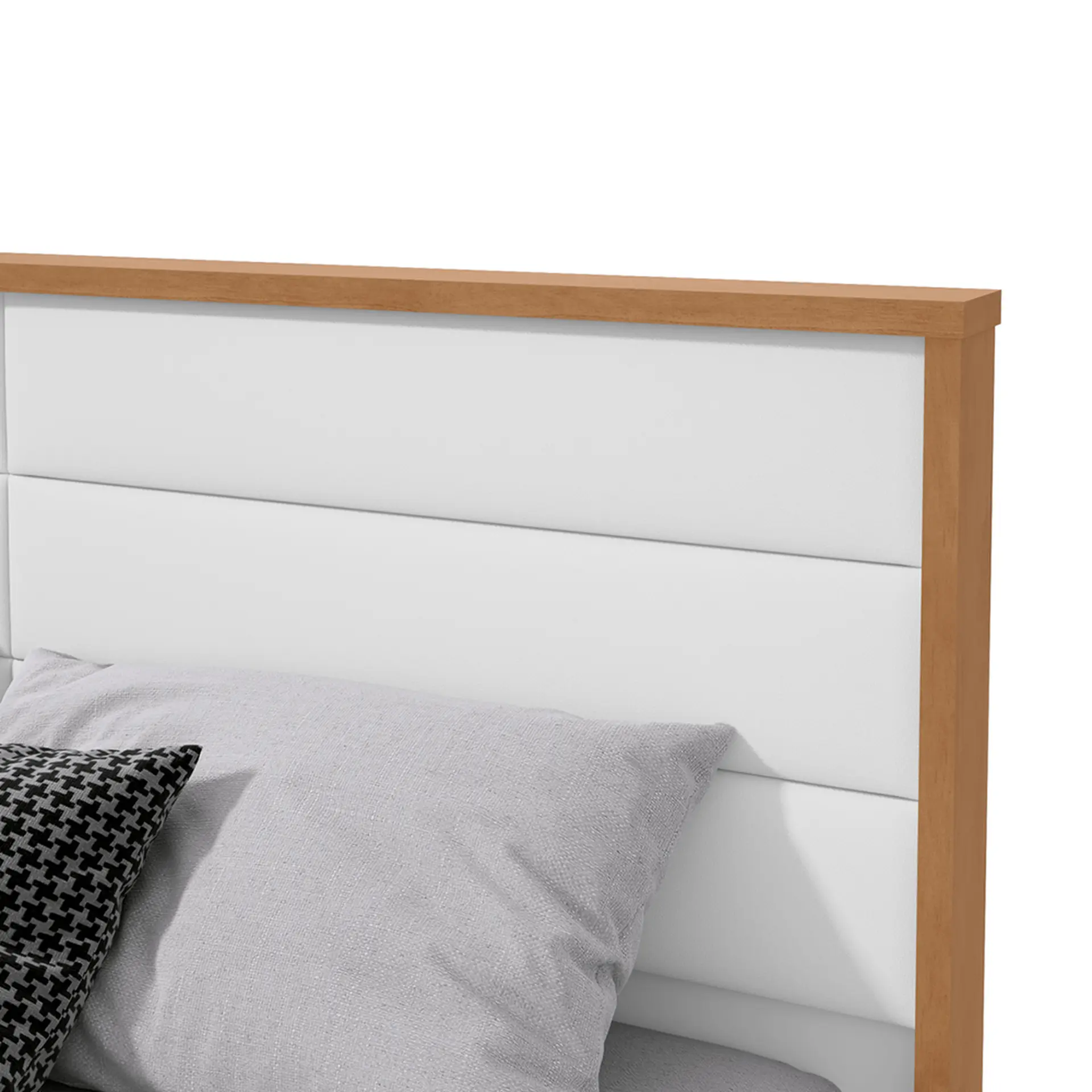 Cama Casal Freetown Lopas com Led - AMENDOA CLEAN/BRANCO