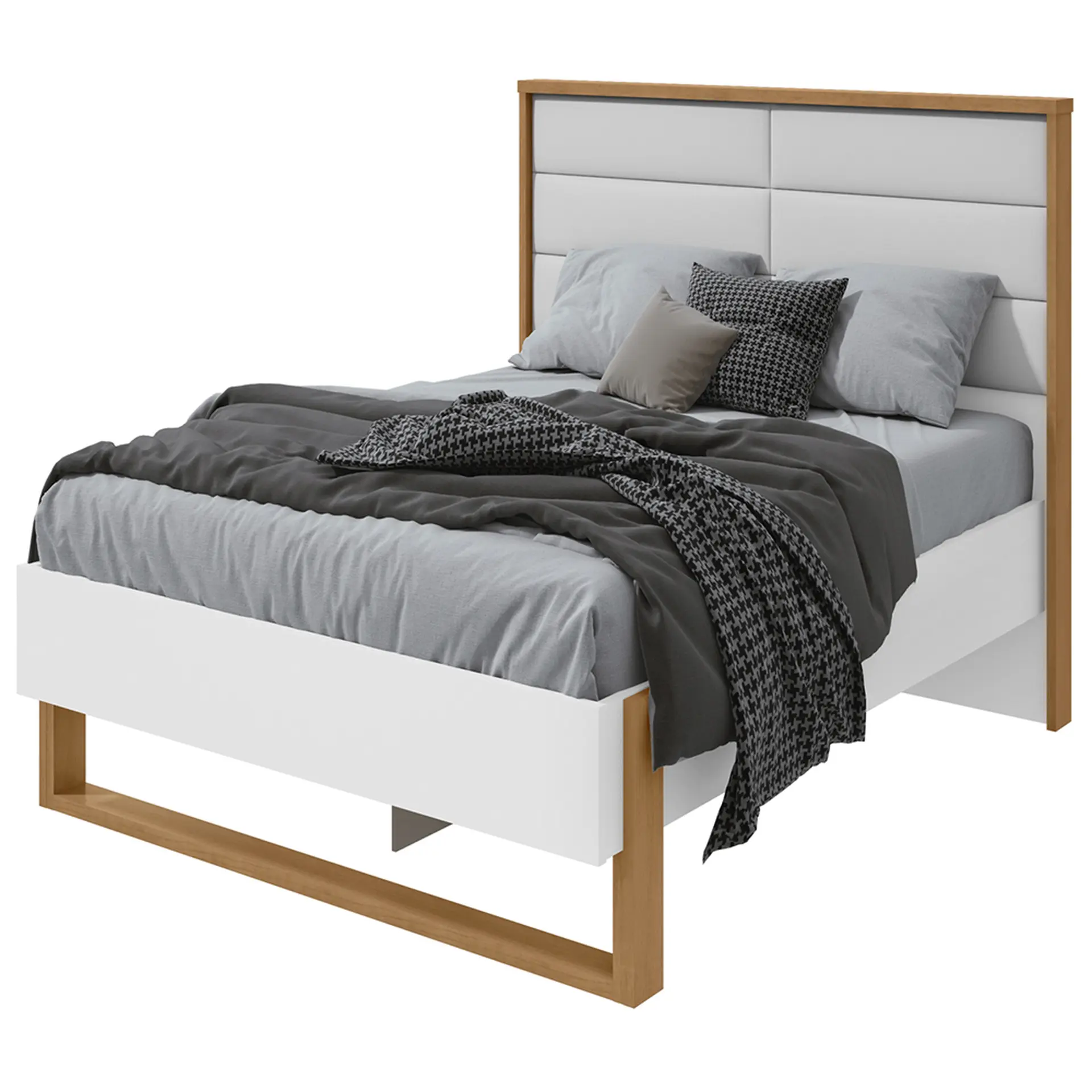 Cama Casal Freetown Lopas com Led - AMENDOA CLEAN/BRANCO
