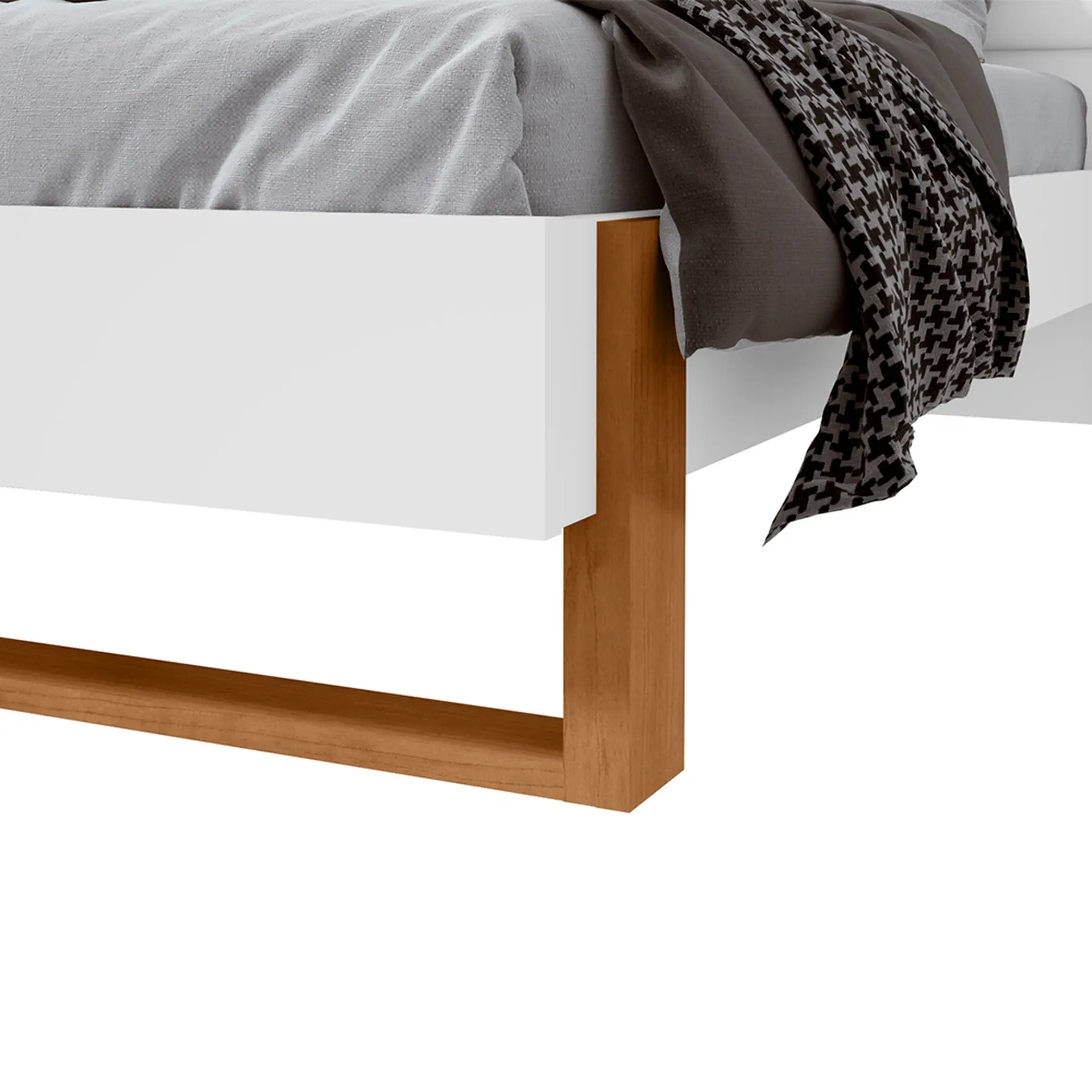 Cama Casal Freetown Lopas com Led - AMENDOA CLEAN/BRANCO