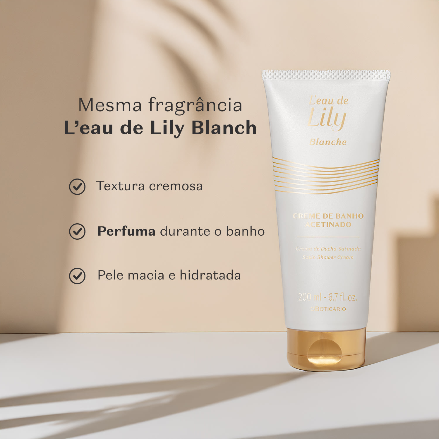 Creme de banho Acetinado Corporal L’eau de Lily Blanche 200ml