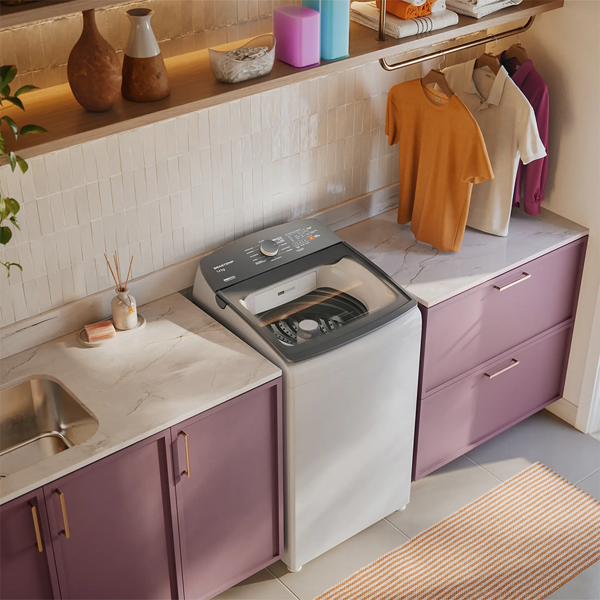 Máquina de Lavar Brastemp Smart Sensor 14Kg Automática BWF14A - Branco - 110 Volts