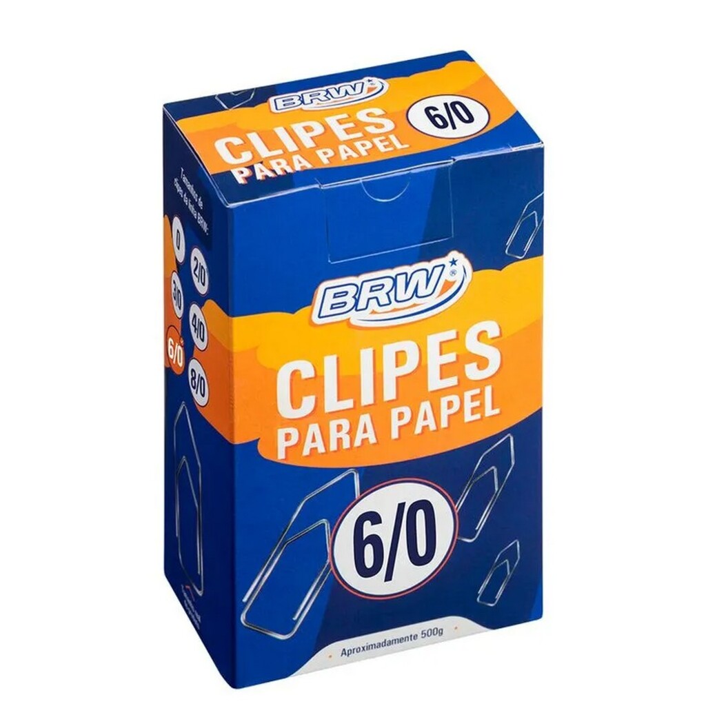 Clips Metálico Galvanizado 6/0 BRW - Caixa com 500 Gramas - CL5006
