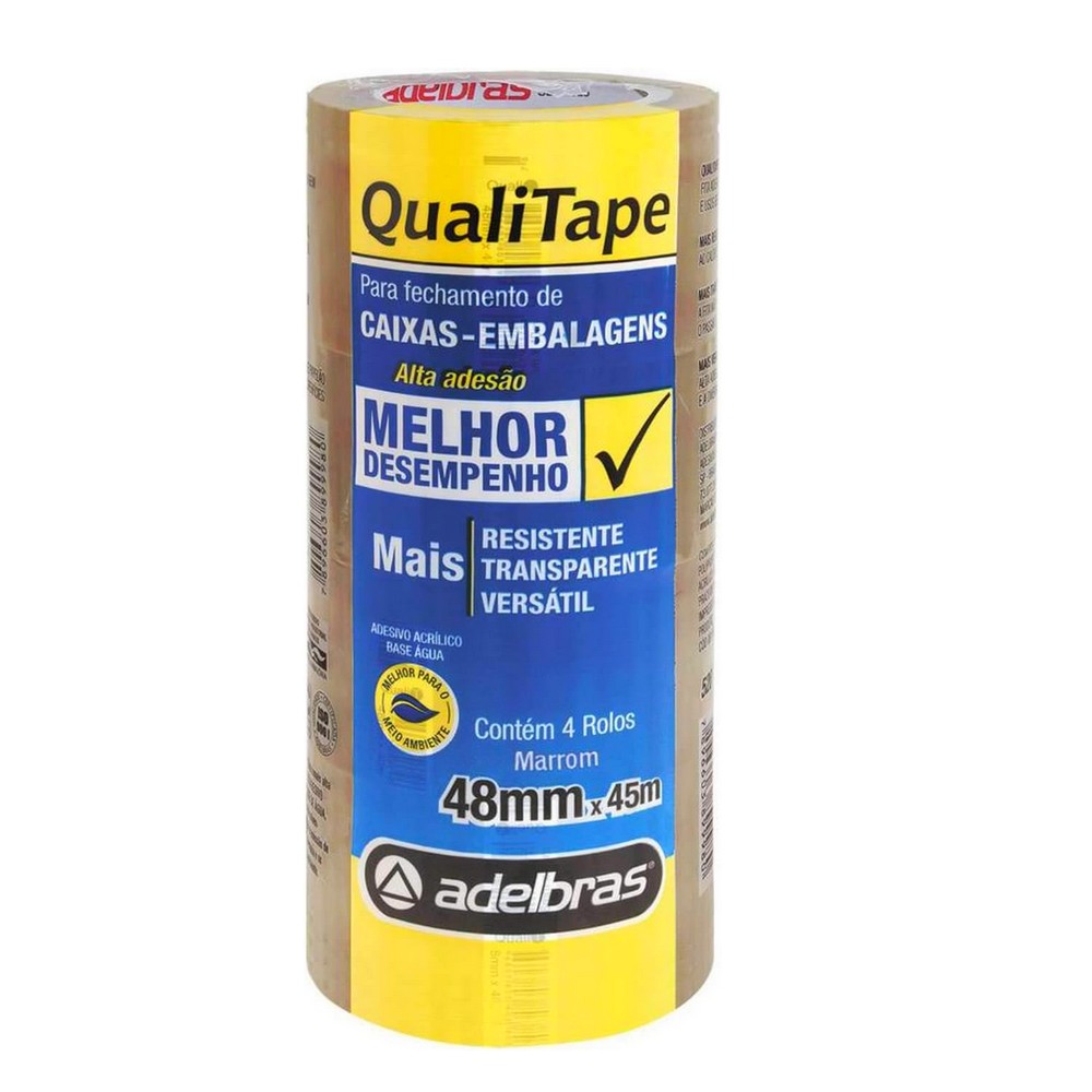 Fita Empacotamento Marrom 48mm x 45m Adelbras 4 Unidades 0811000006
