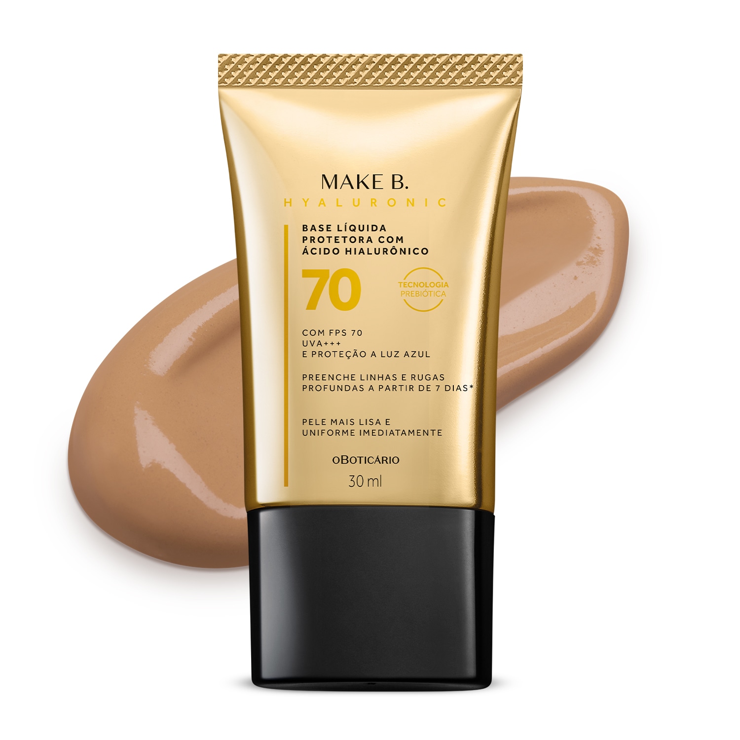 Make B. o Boticário Hyaluronic FPS 70 cor 25 - Base Líquida Protetora 30ml