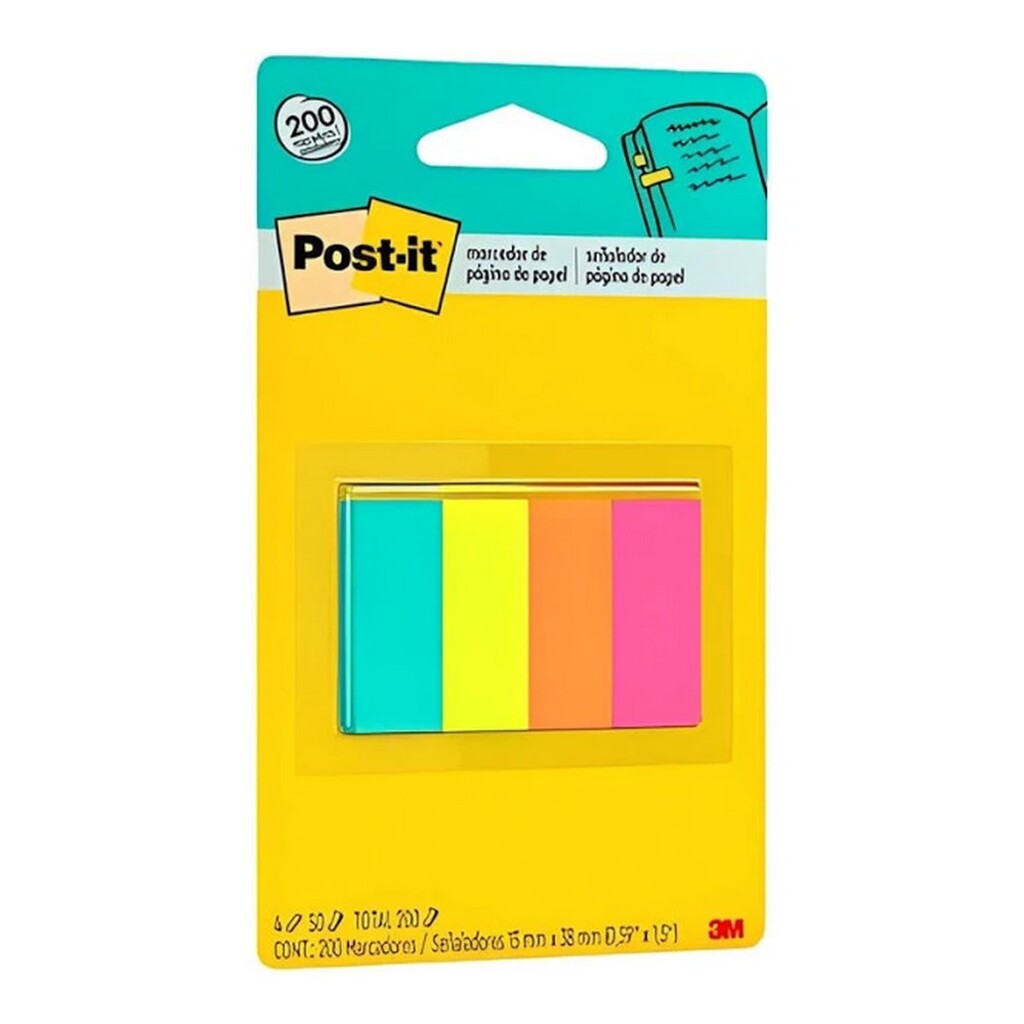 Marcador de Página Adesivo 38mmx15mm 4 Marcadores com 50 Folhas Cada 4 Cores - Post-it - 3M - HB004602312