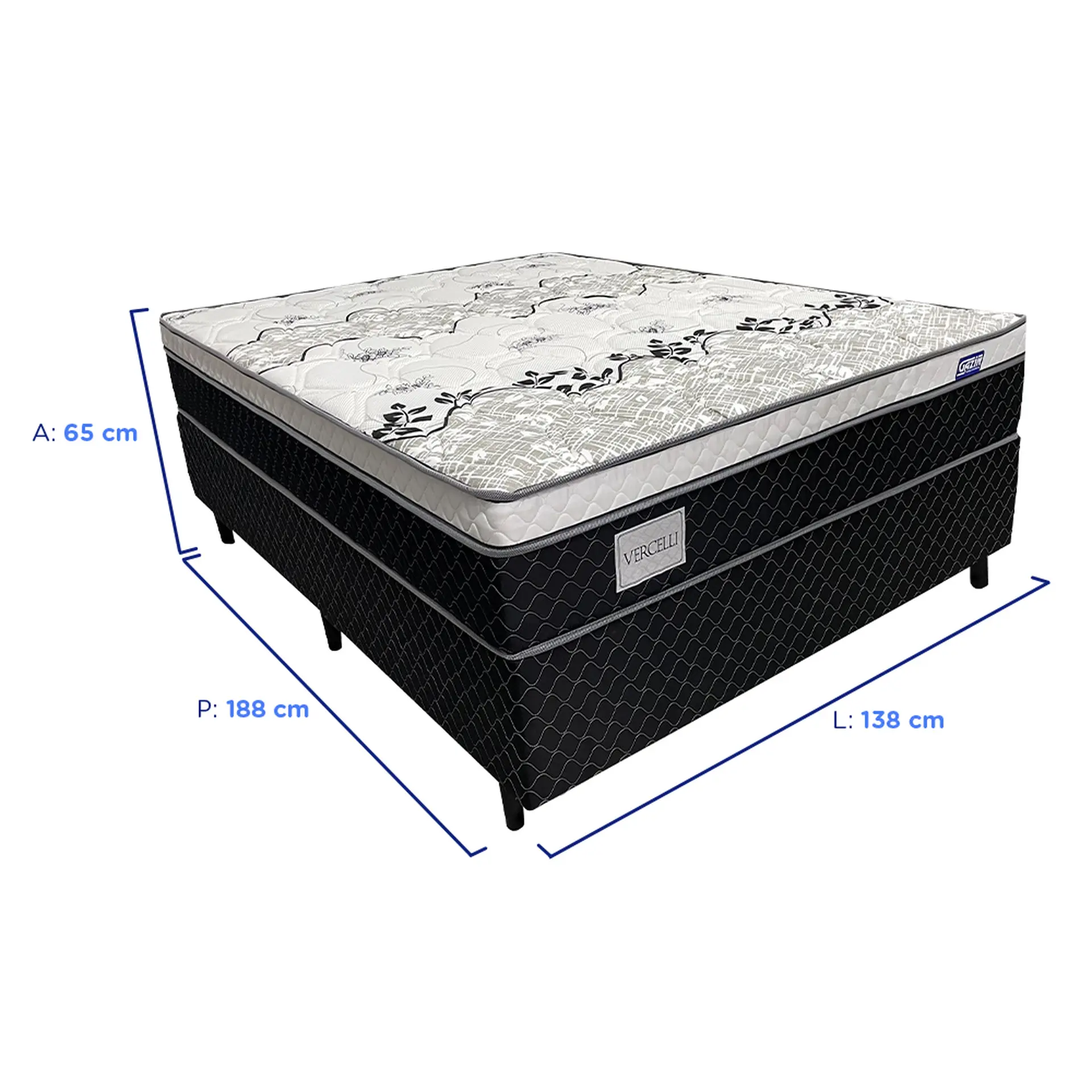 Colchão Cama Box Gazin Molas BlueWave Casal Vercelli 138x188