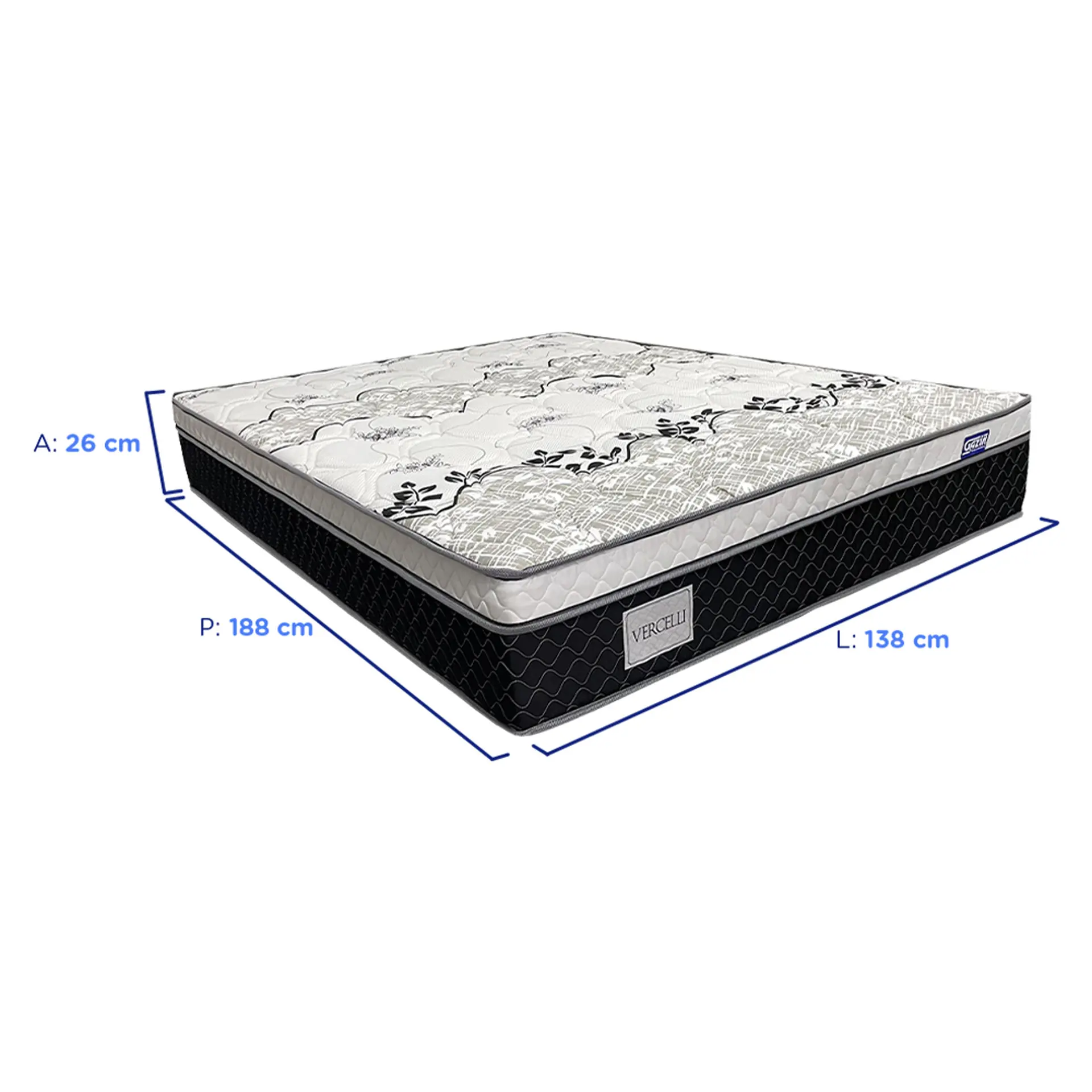 Colchão Cama Box Gazin Molas BlueWave Casal Vercelli 138x188